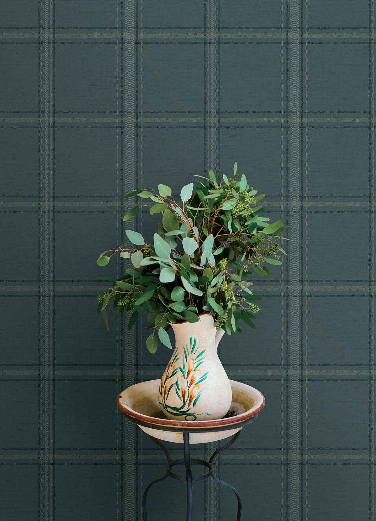 Auberge Teal Plaid Wallpaper - York Wallcoverings - 4169-27610