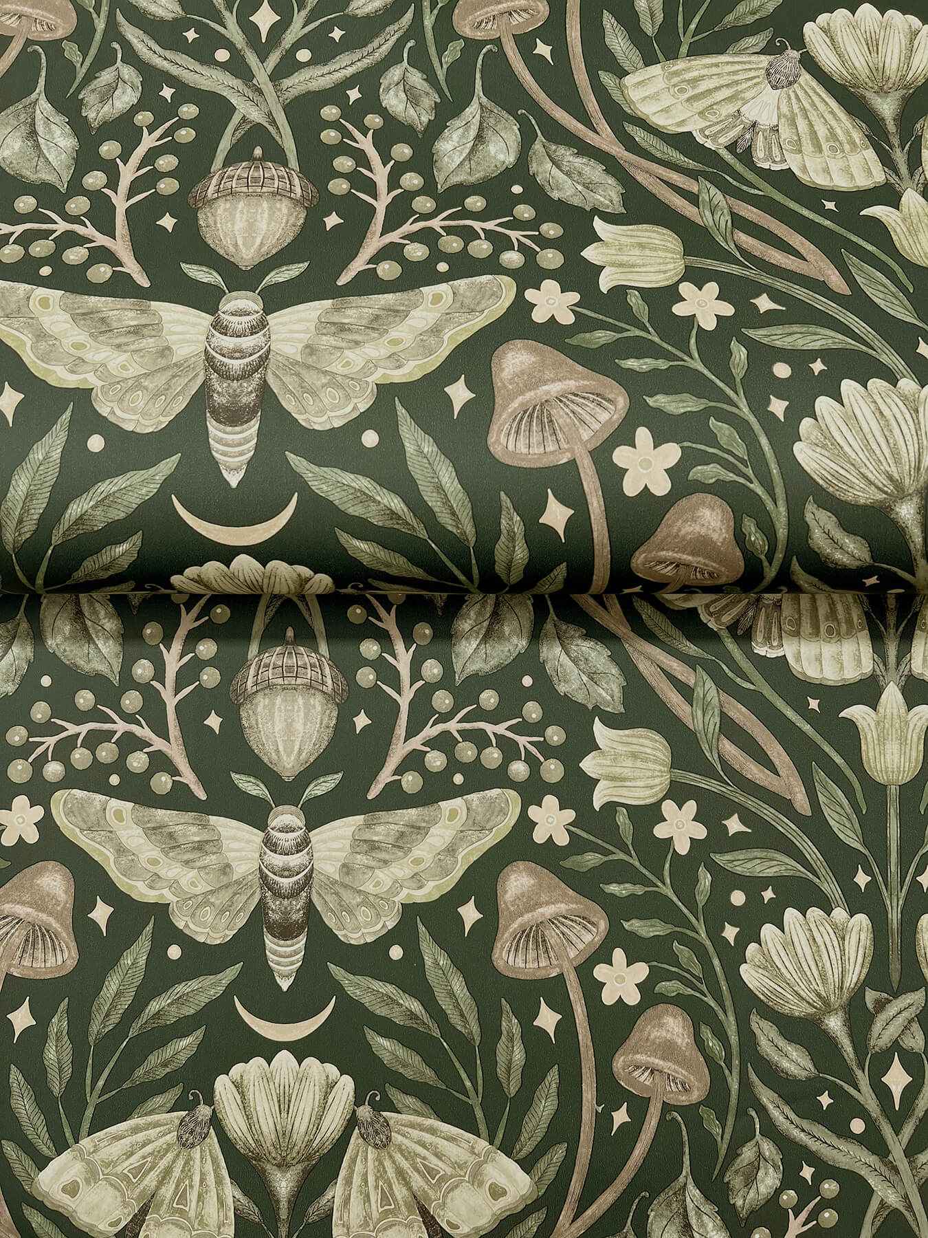 Mystic Moth Dark Green Forest Magic Wallpaper - York Wallcoverings - 4169-83120 - York Wallcoverings Wallpaper