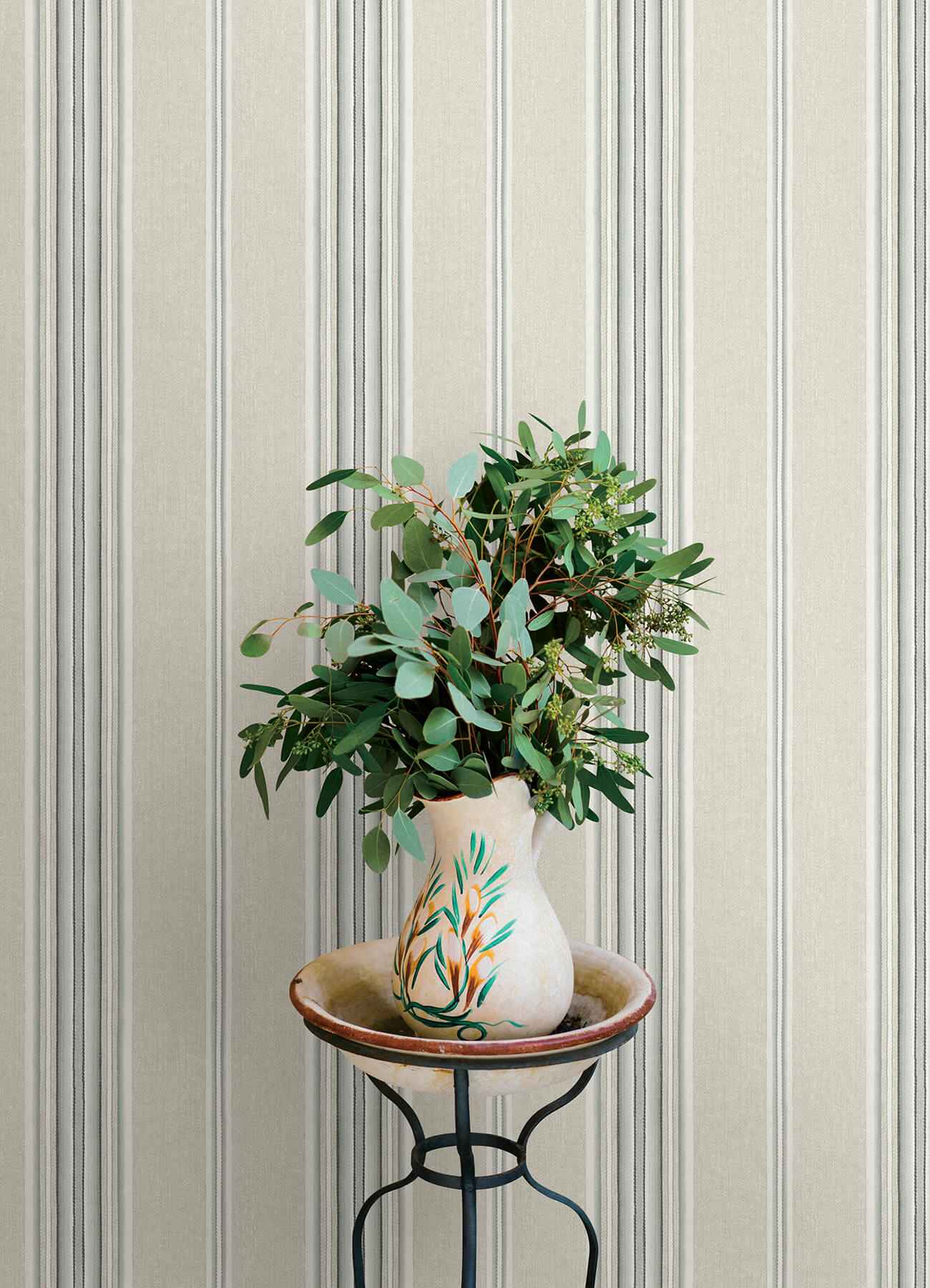Calvados Turquoise Linen Stripe Wallpaper - York Wallcoverings - 4169-83122