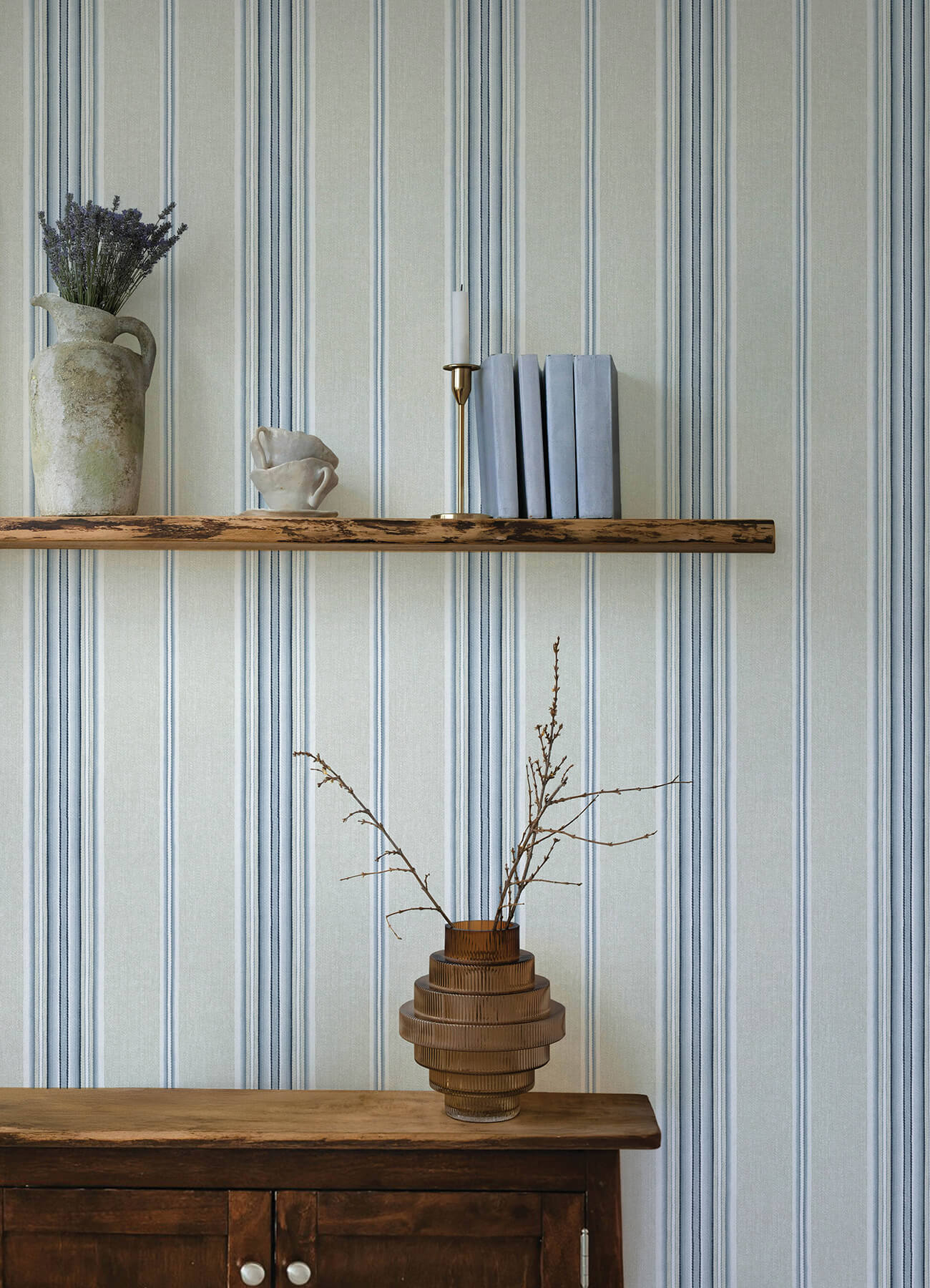 calvados-blue-linen-stripe-wallpaper-york-wallcoverings-4169-83123 - York Wallcoverings Wallpaper