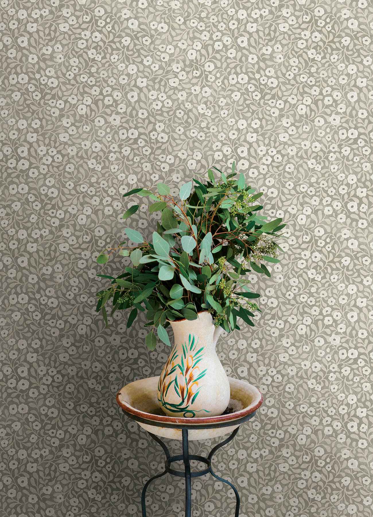 Poppy Trail Grey Floral Wallpaper - York Wallcoverings - 4169-83131 - York Wallcoverings Wallpaper