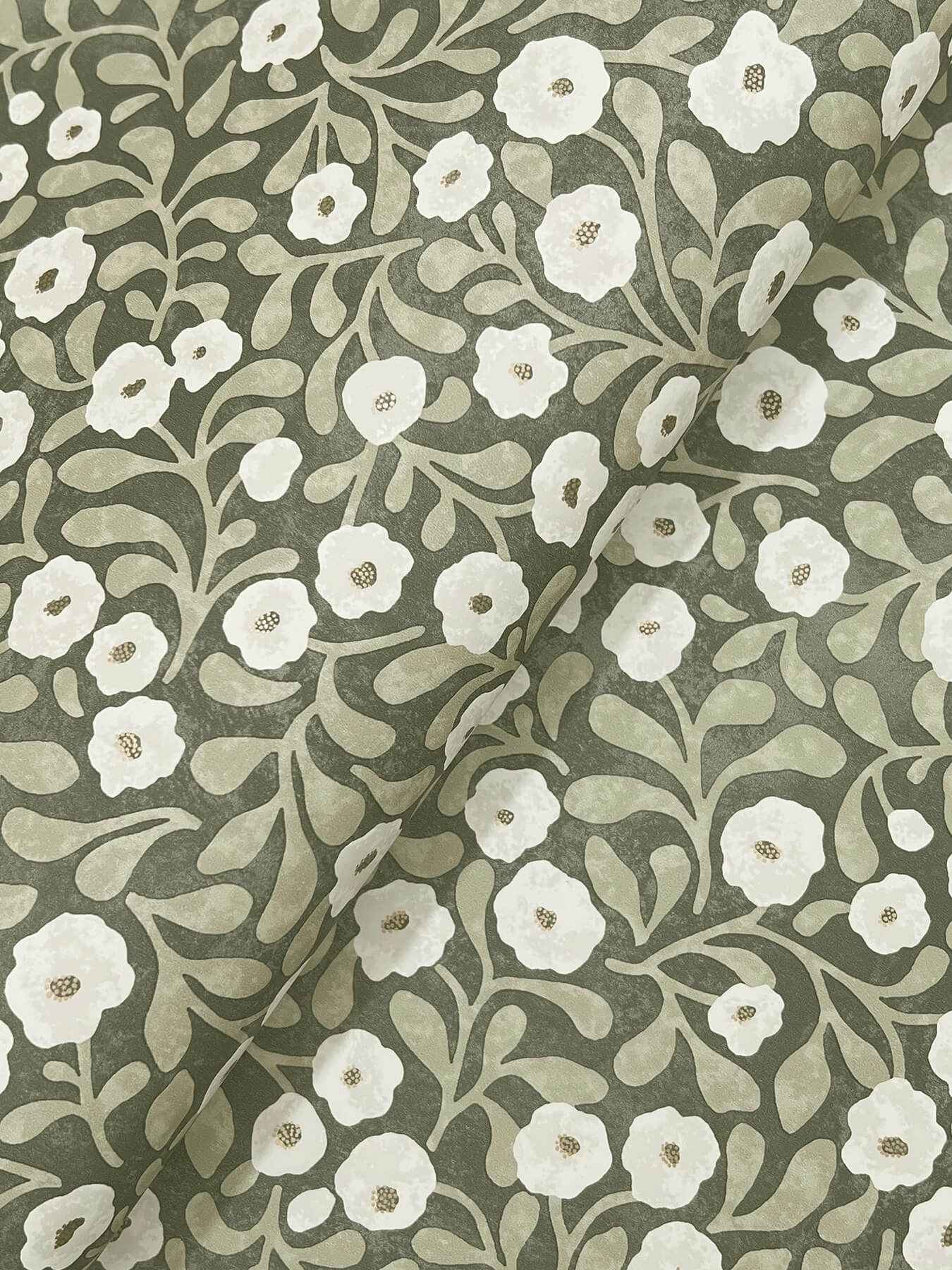 Poppy Trail Green Floral Wallpaper - York Wallcoverings - 4169-83132 - York Wallcoverings Wallpaper
