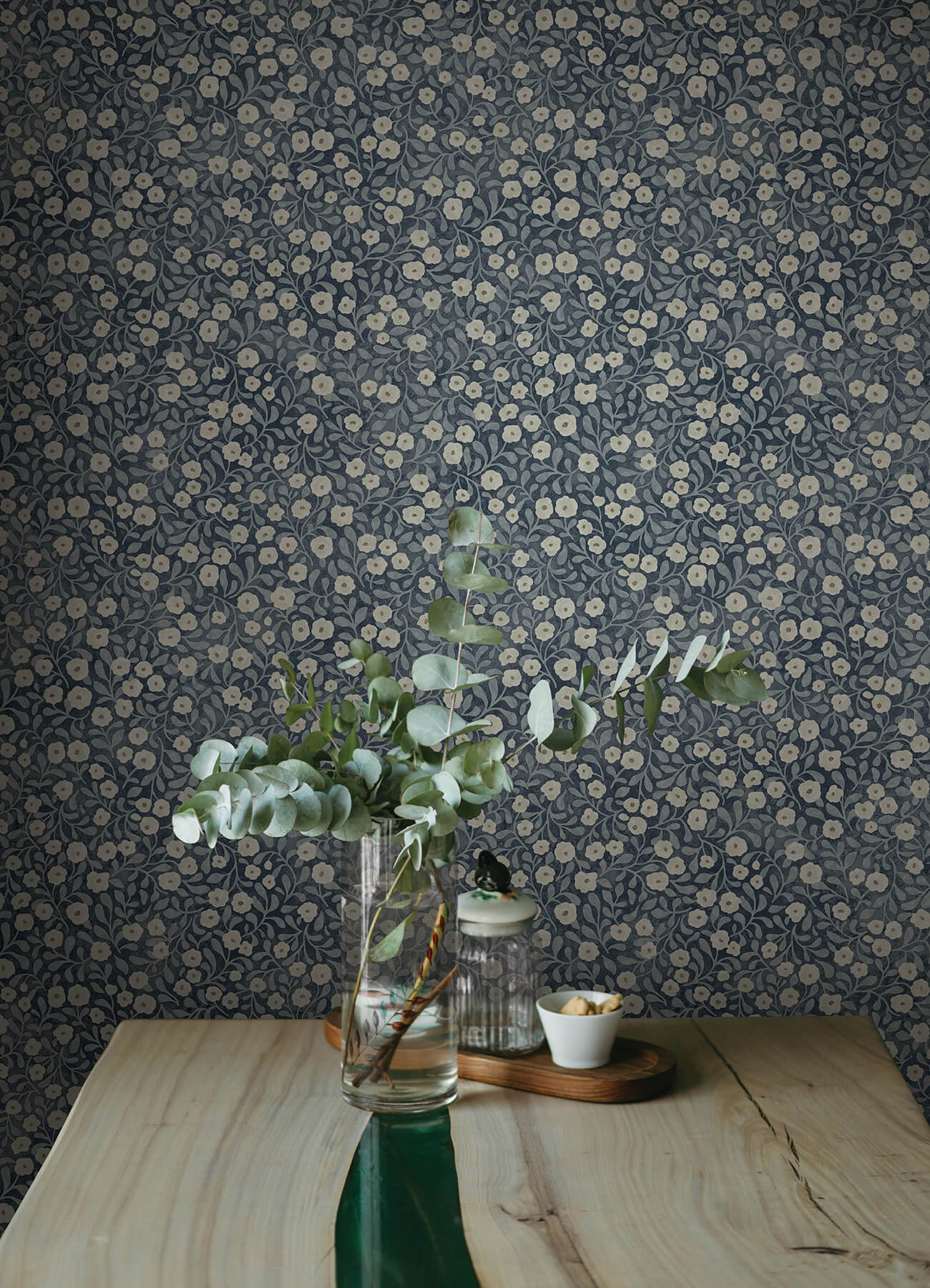 poppy-trail-dark-blue-floral-wallpaper-york-wallcoverings-4169-83135 - York Wallcoverings Wallpaper