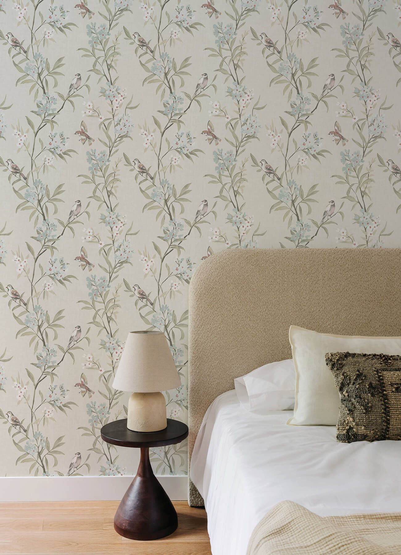 tea-olive-beige-finch-frolic-wallpaper-york-wallcoverings-4169-83137 - York Wallcoverings Wallpaper