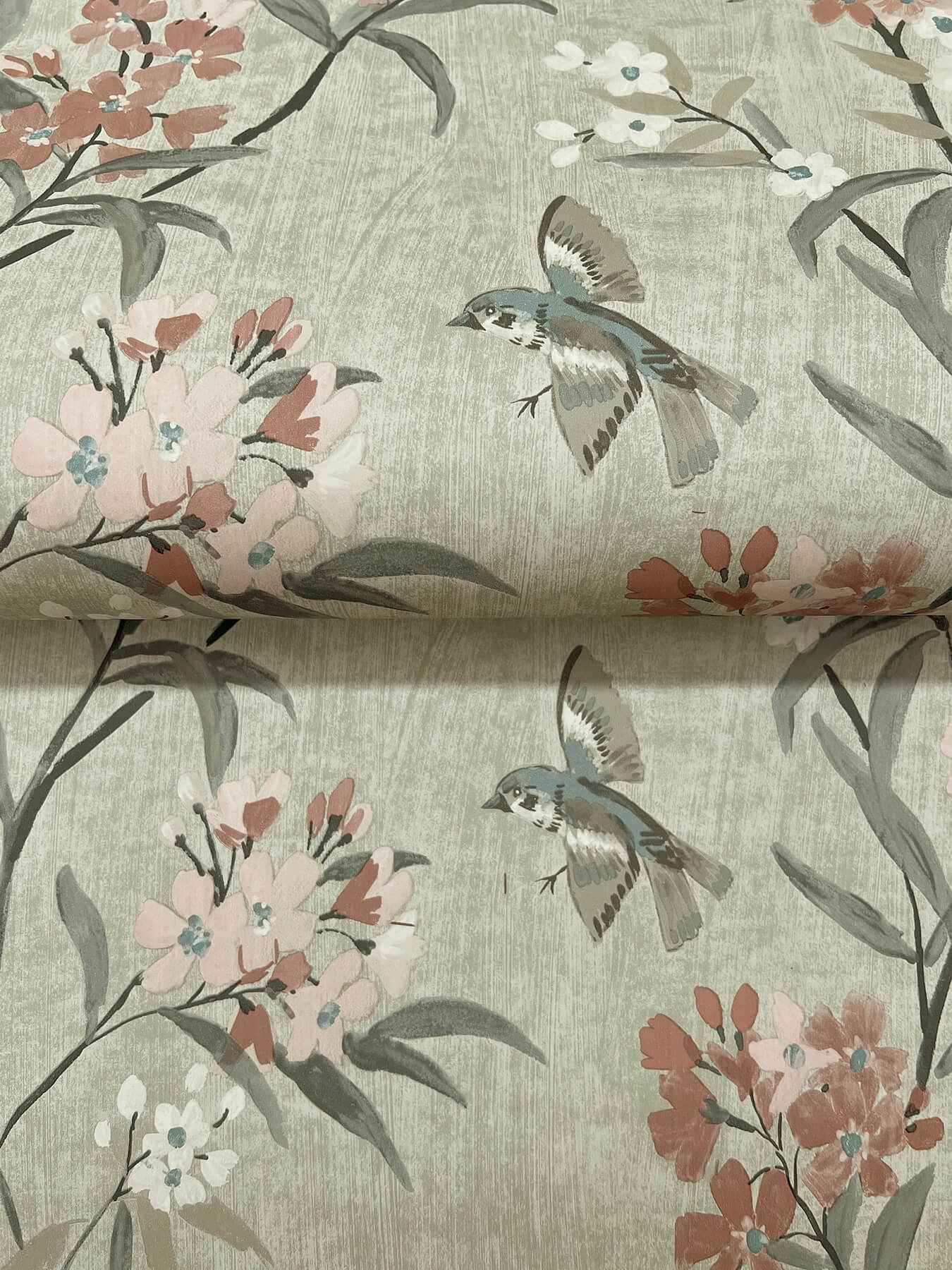 Tea Olive Green Finch Frolic Wallpaper - York Wallcoverings - 4169-83138 - York Wallcoverings Wallpaper