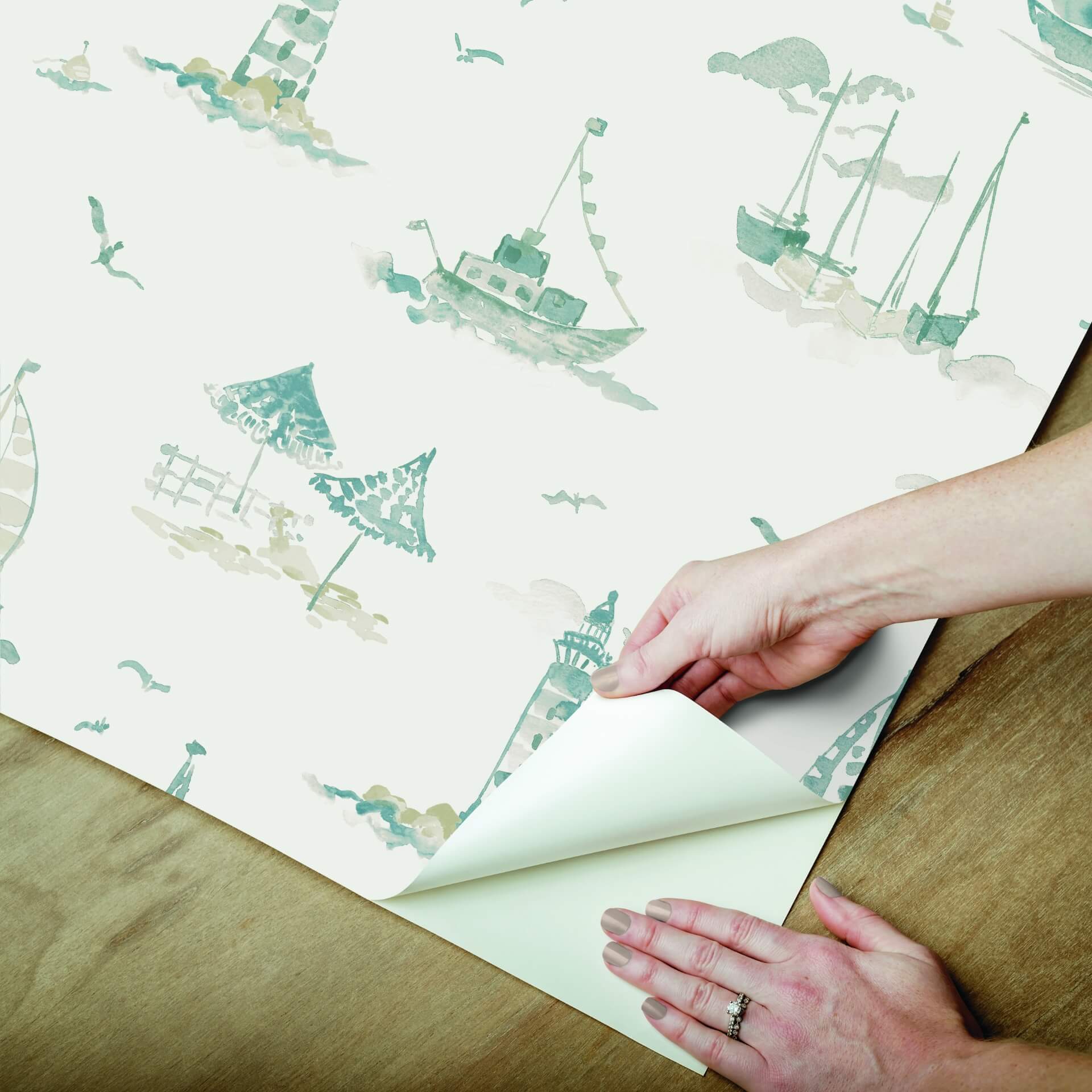 set-sail-taupe-peel-and-stick-wallpaper-york-wallcoverings-nus6498 - York Wallcoverings Wallpaper