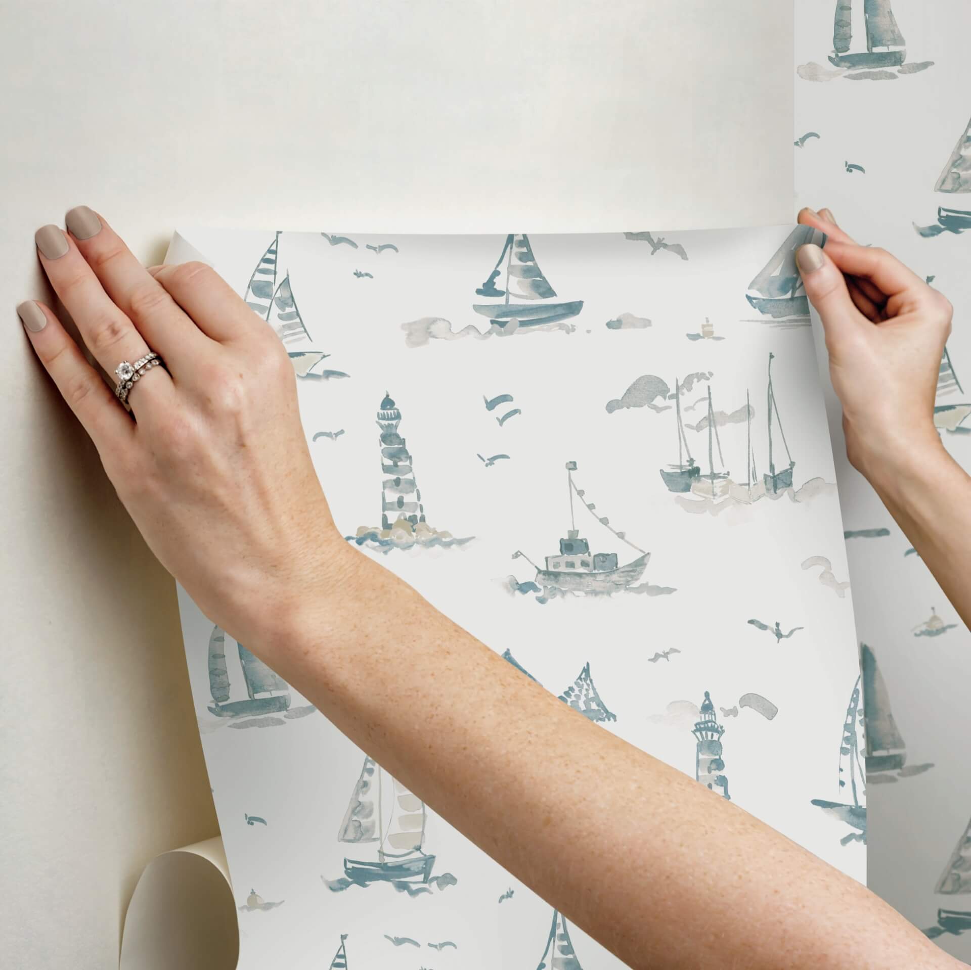 set-sail-taupe-peel-and-stick-wallpaper-york-wallcoverings-nus6498 - York Wallcoverings Wallpaper