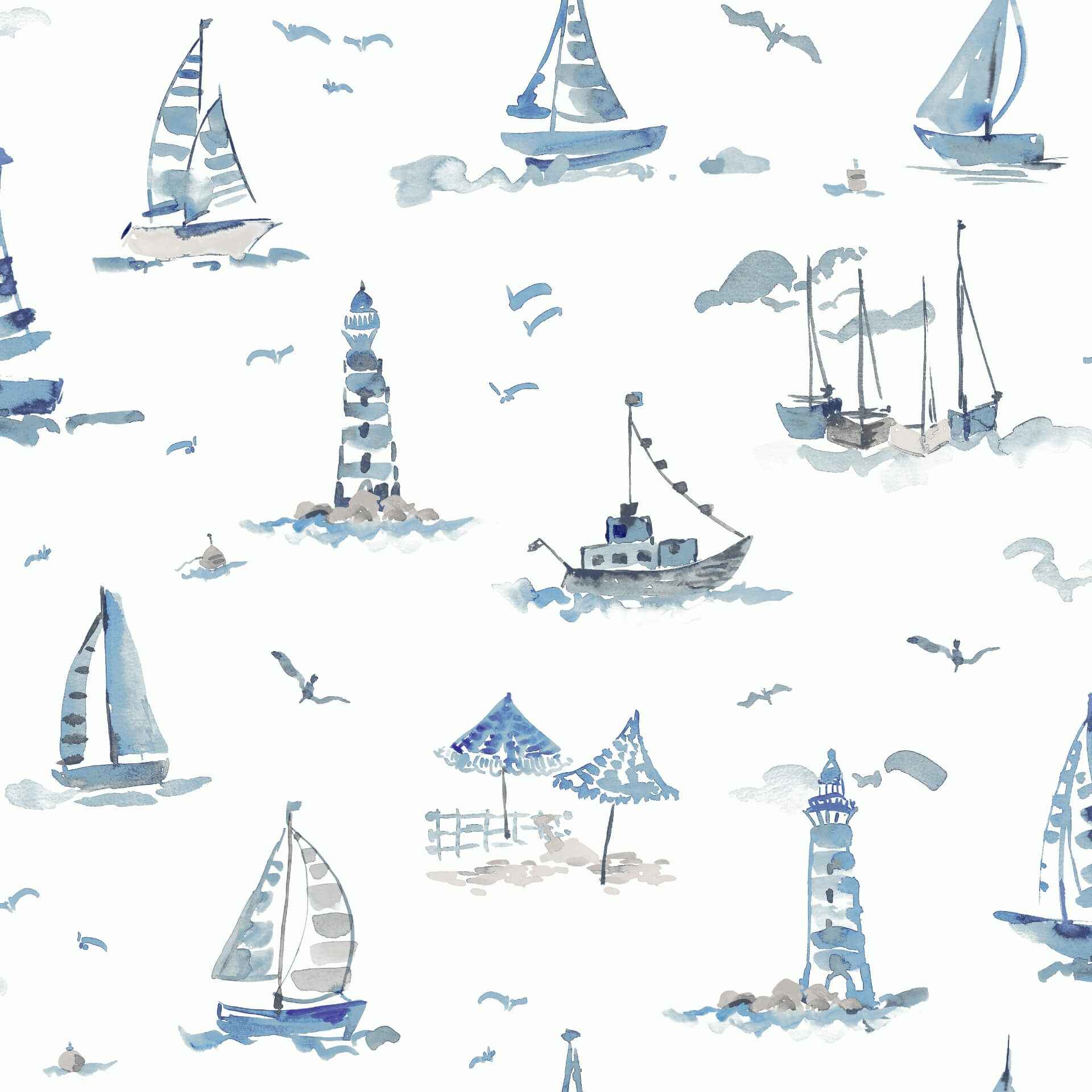 Set Sail Blue Peel & Stick Wallpaper - York Wallcoverings - NUS6499