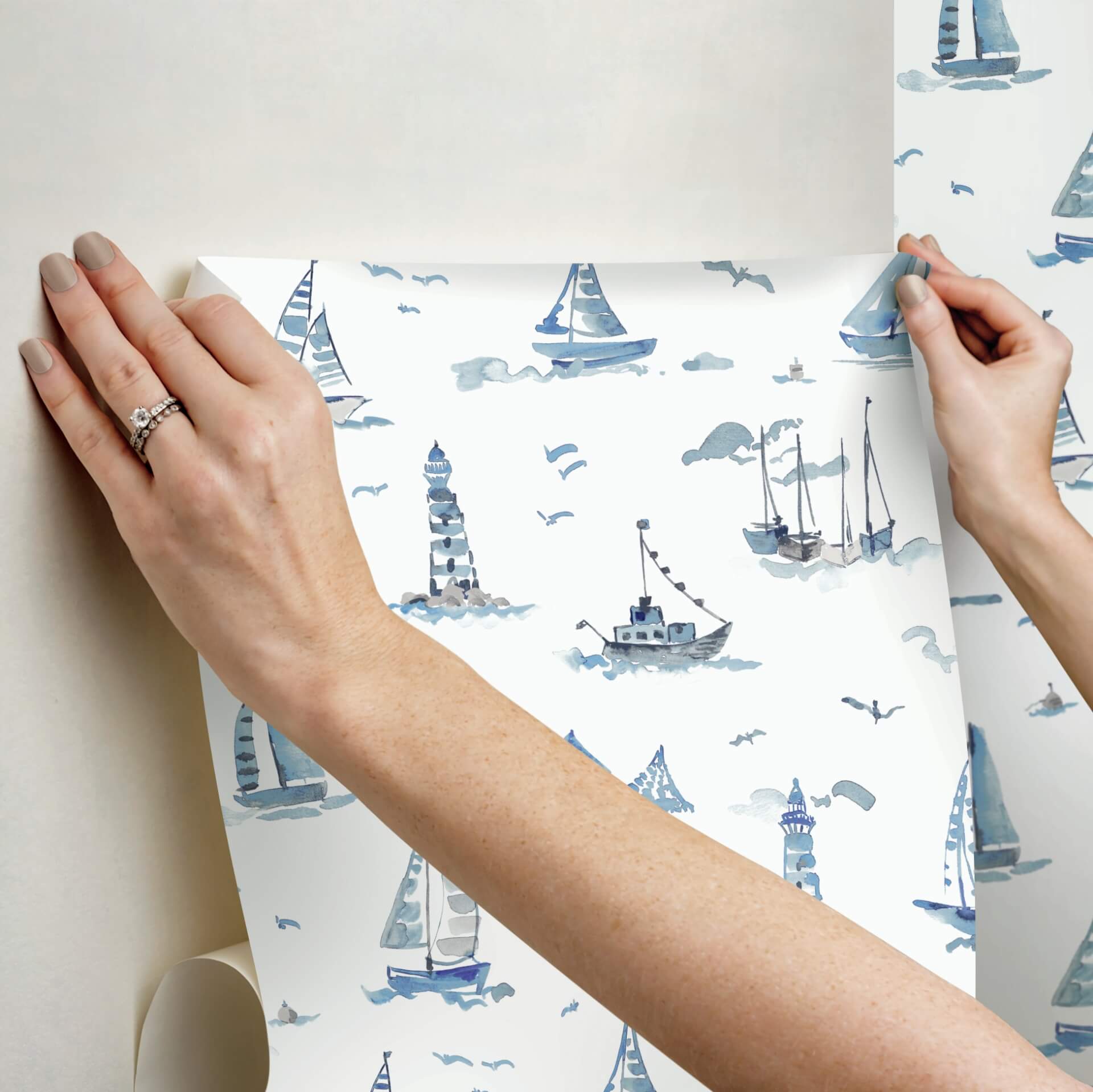 set-sail-blue-peel-and-stick-wallpaper-york-wallcoverings-nus6499 - York Wallcoverings Wallpaper