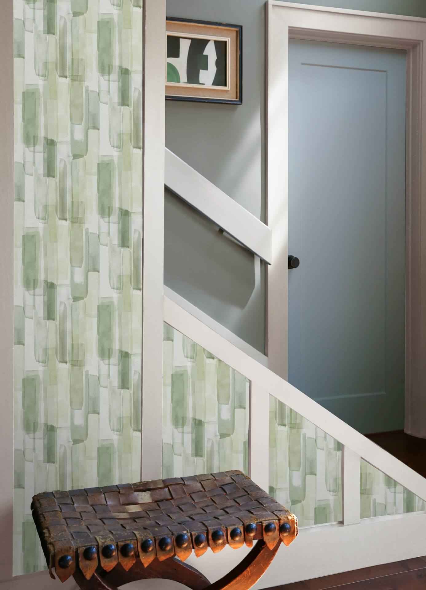 Mr Kate Watercolor Glass Olive Green Peel and Stick Wallpaper - York Wallcoverings - RMWS1313 - York Wallcoverings Wallpaper