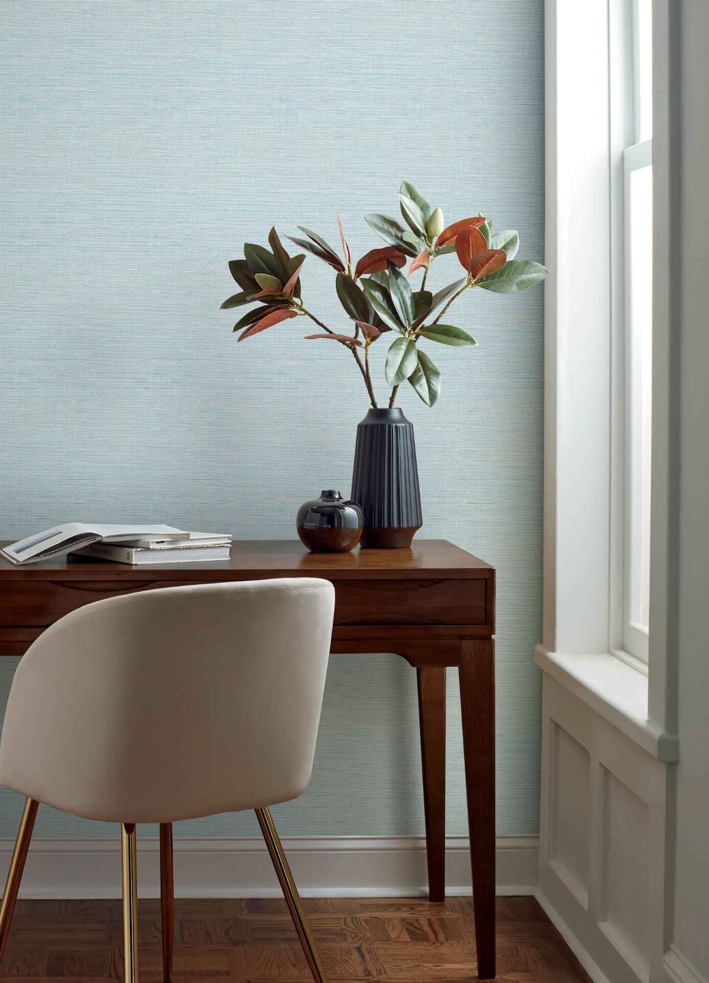Agave Sky Blue Faux Grasscloth Wallpaper - York Wallcoverings - 4169-24283 - York Wallcoverings Wallpaper