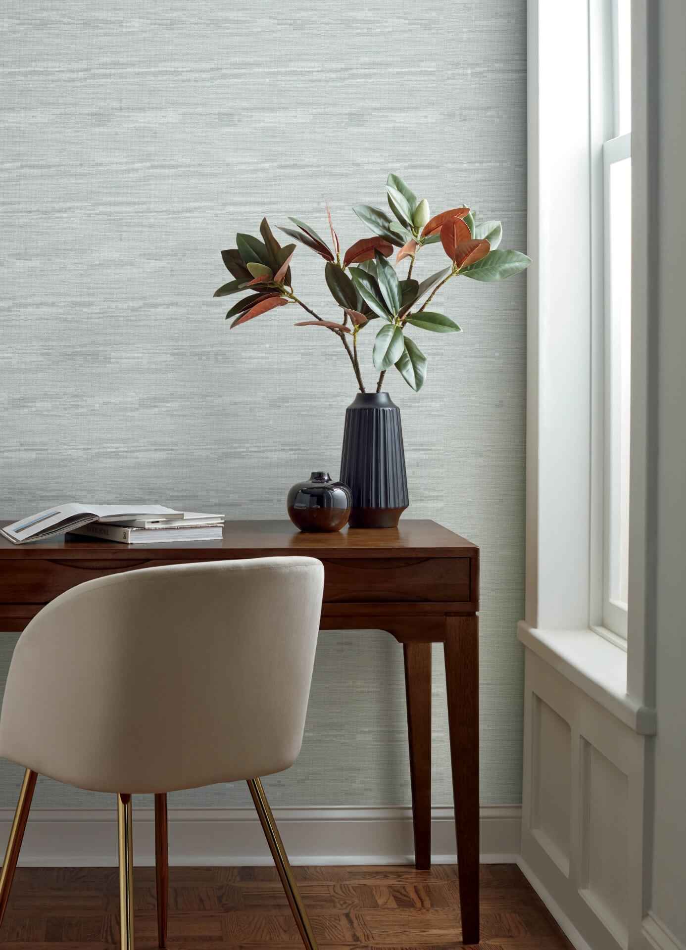 Agave Light Blue Faux Grasscloth Wallpaper - York Wallcoverings - 4169-24278