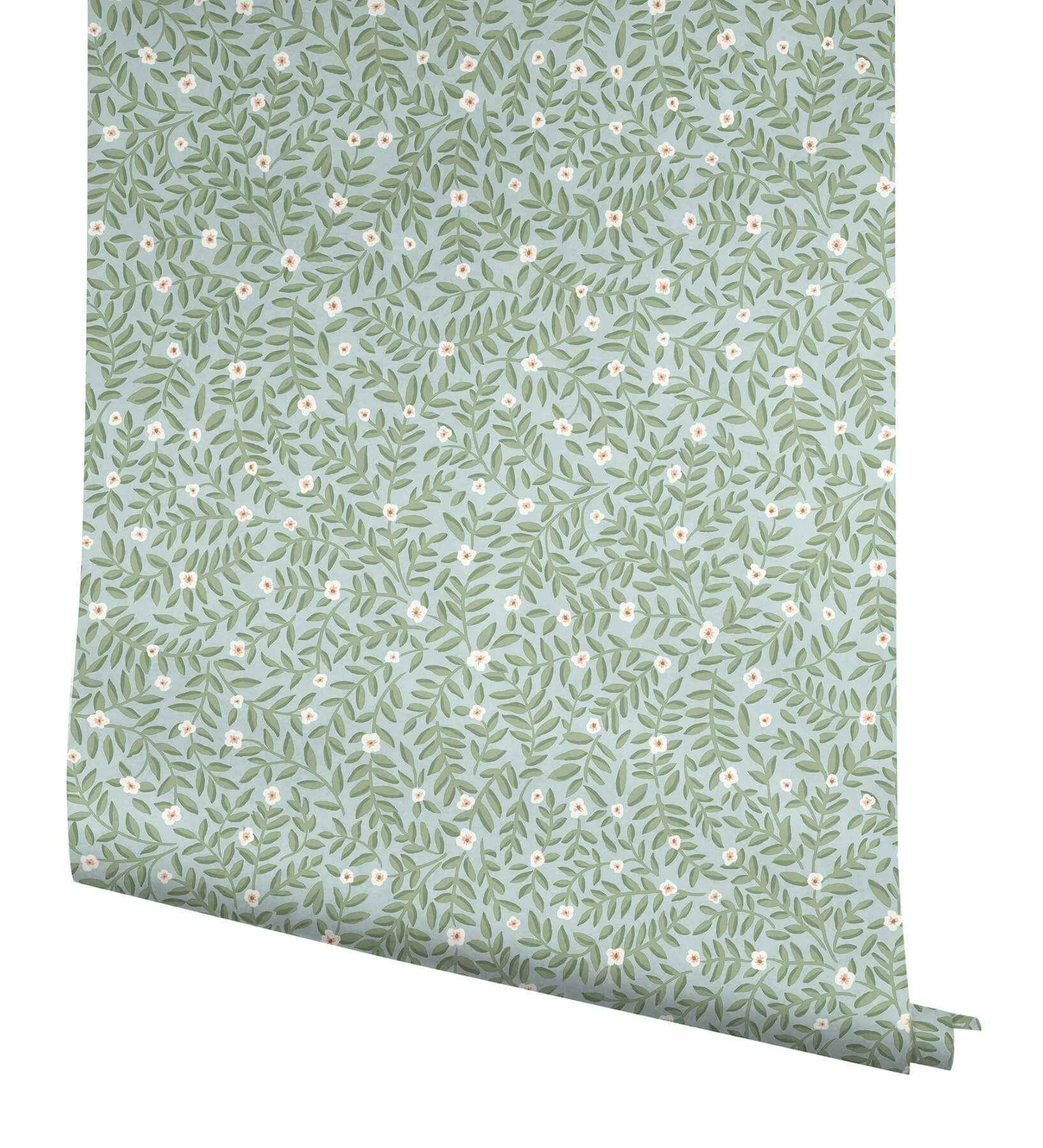 Elodie Light Blue Petite Floral Premium Peel + Stick Wallpaper - York Wallcoverings - PSW1672RL - York Wallcoverings Wallpaper