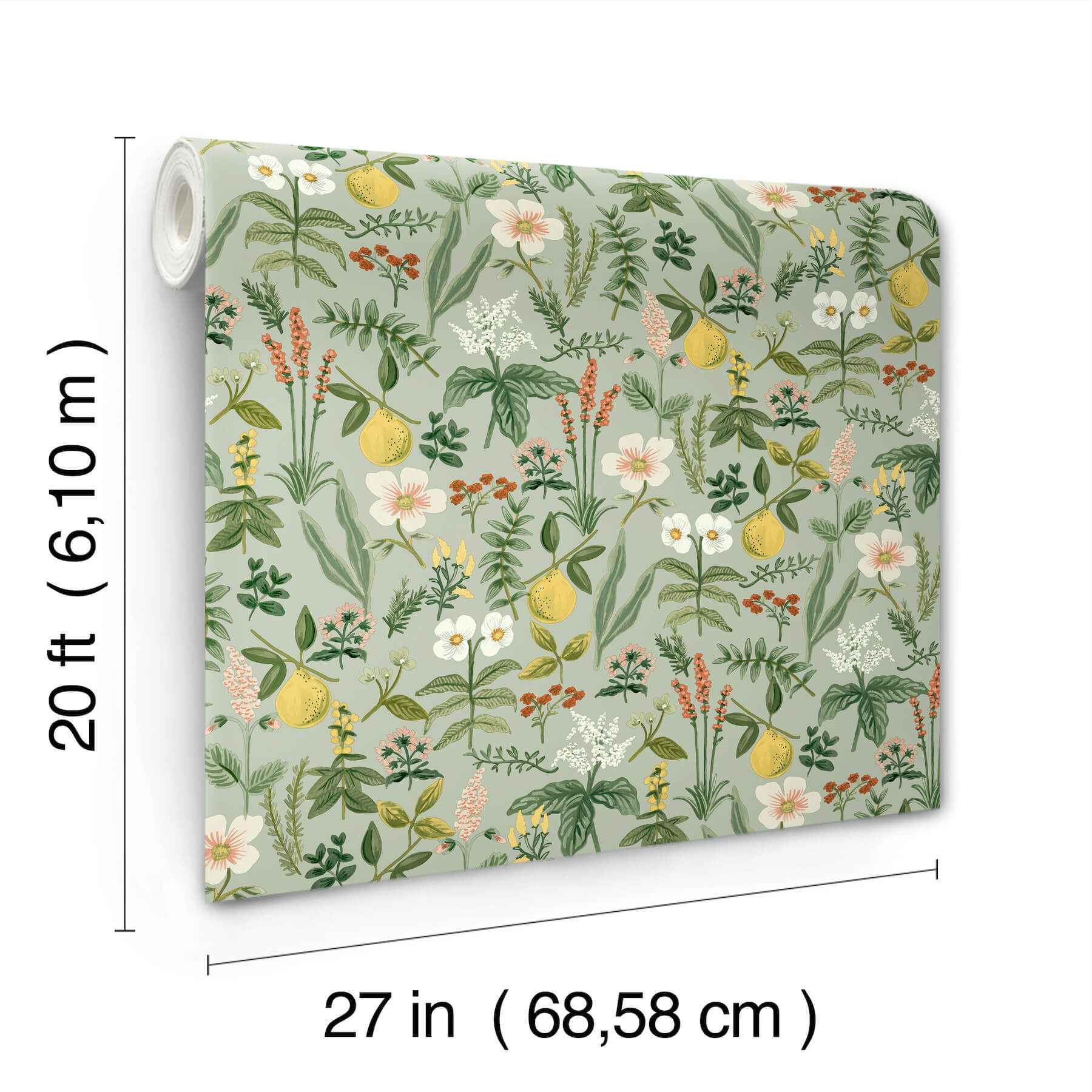 Herb Garden Sage Botanical Premium Peel + Stick Wallpaper - York Wallcoverings - PSW1675RL - York Wallcoverings Wallpaper