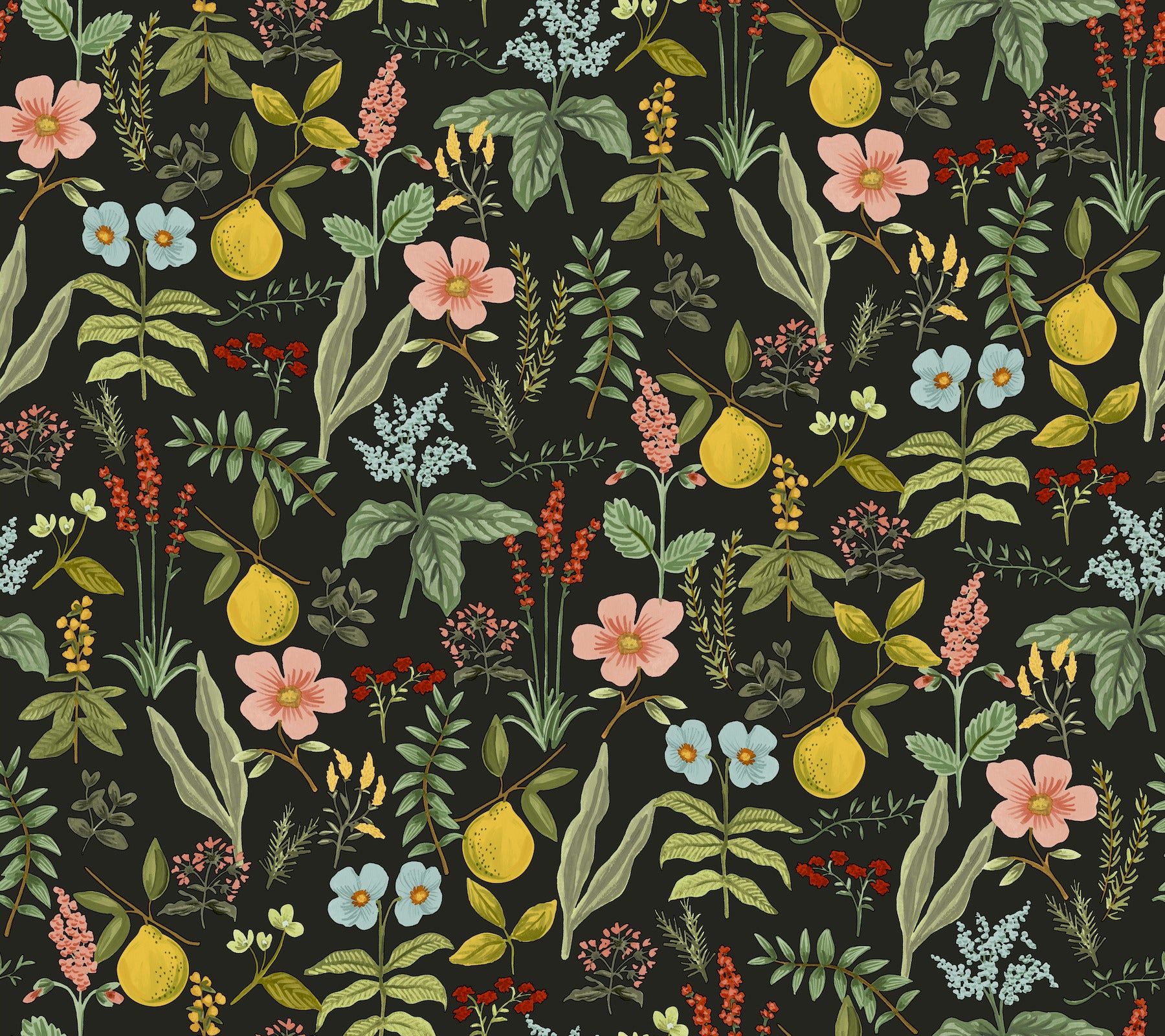 herb-garden-black-botanical-premium-peel-stick-wallpaper-york-wallcoverings-psw1676rl
