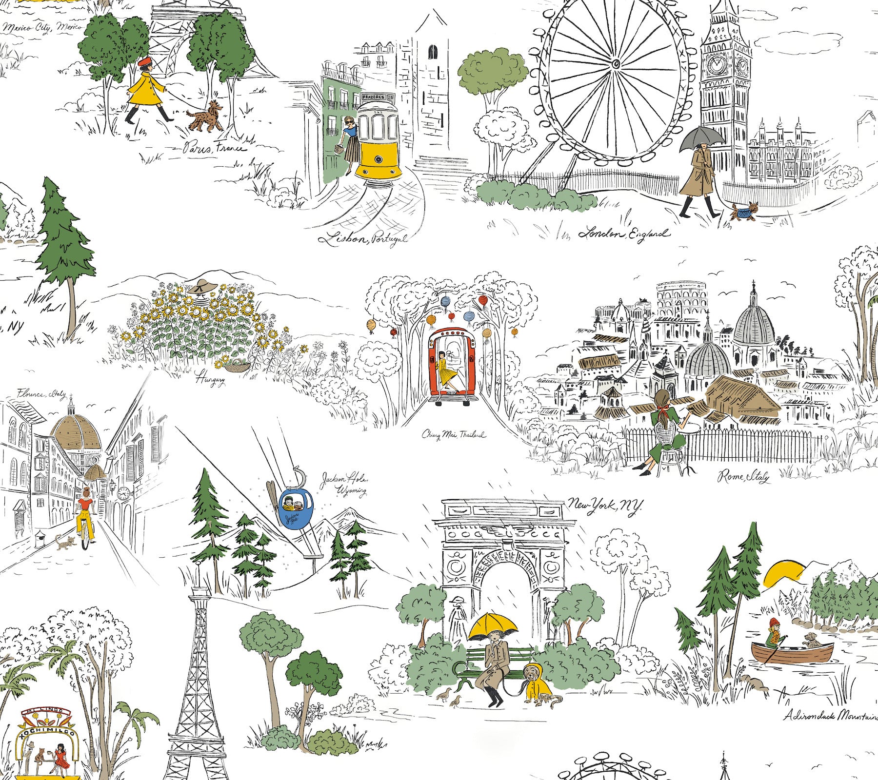travel-sketches-yellow-globetrotter-premium-peel-stick-wallpaper-york-wallcoverings-psw1683rl