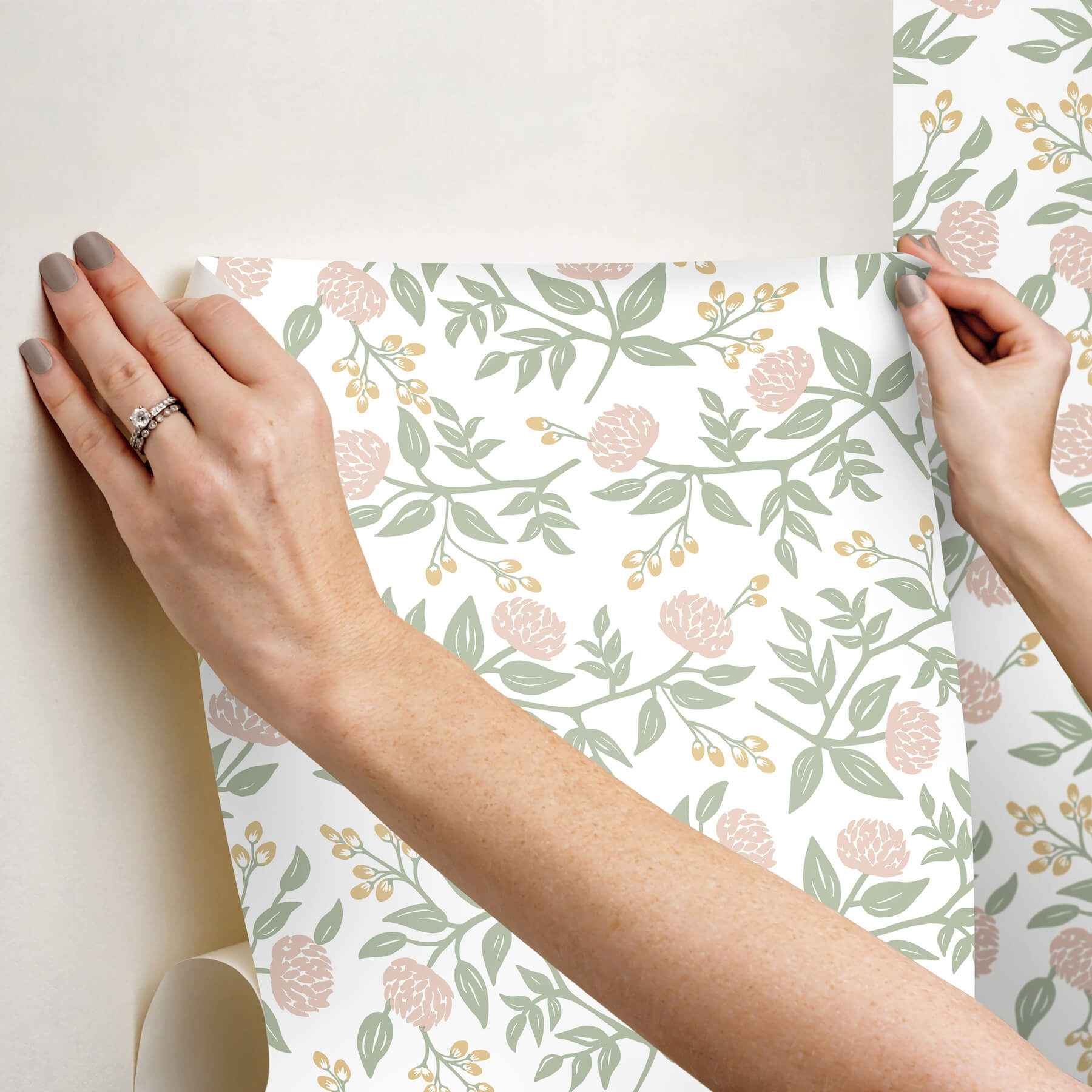 Peonies Blush Floral Premium Peel + Stick Wallpaper - York Wallcoverings - PSW1685RL - York Wallcoverings Wallpaper