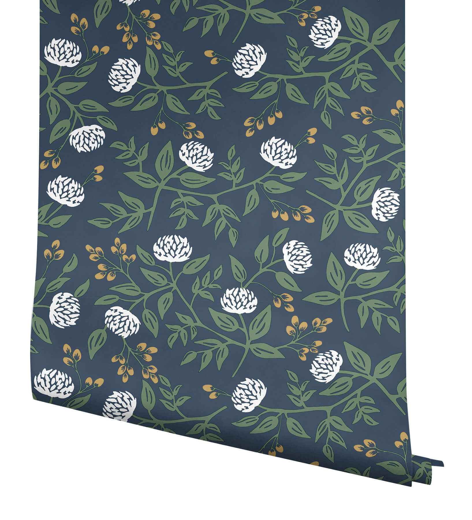 Peonies Navy Floral Premium Peel + Stick Wallpaper - York Wallcoverings - PSW1687RL - York Wallcoverings Wallpaper