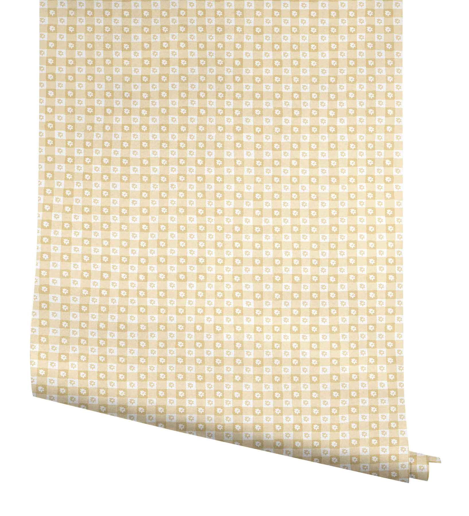 Daisy Gingham Yellow Floral Check Premium Peel + Stick Wallpaper - York Wallcoverings - PSW1692RL