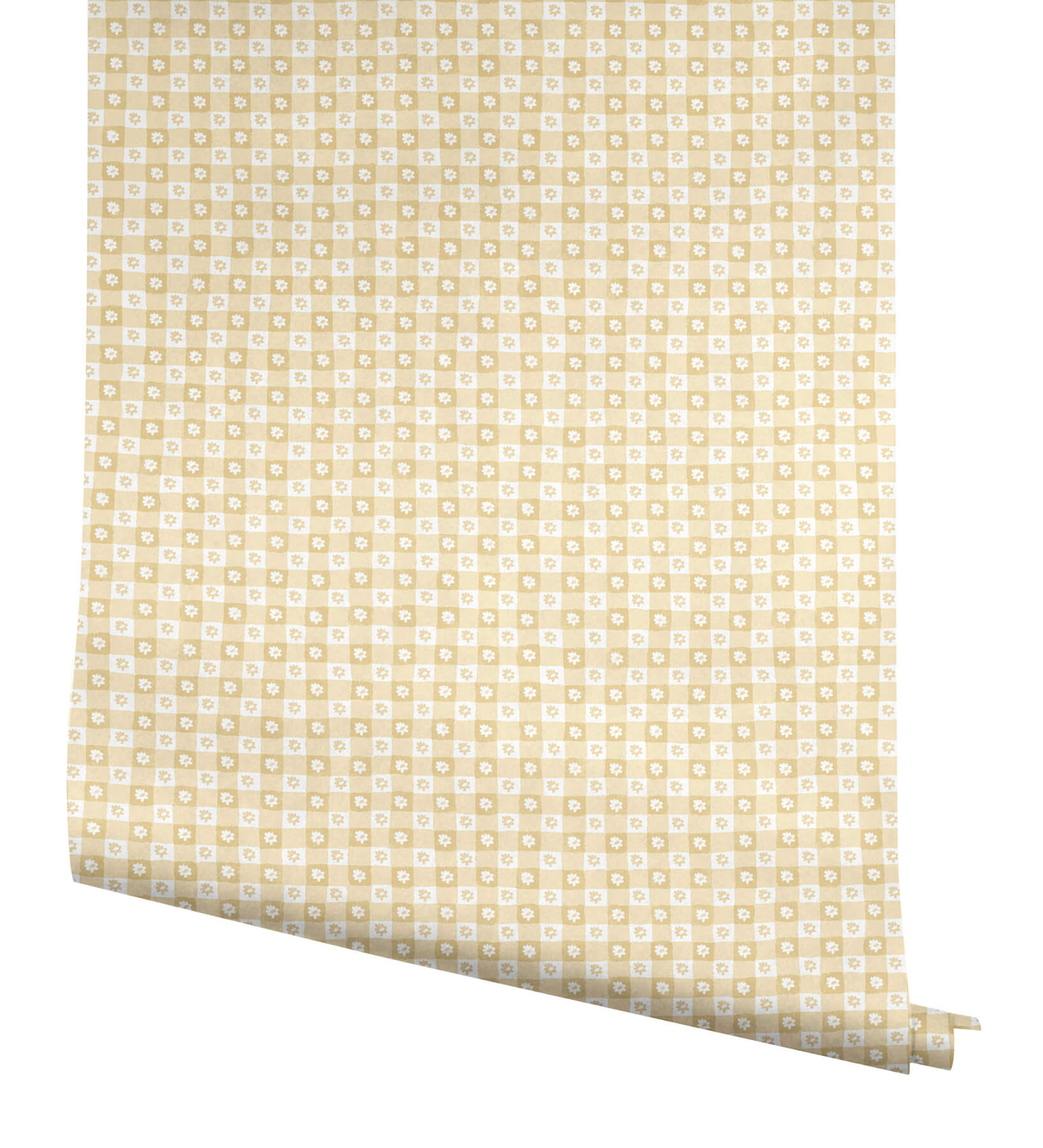 daisy-gingham-yellow-floral-check-premium-peel-stick-wallpaper-york-wallcoverings-psw1692rl - York Wallpaper Wallpaper