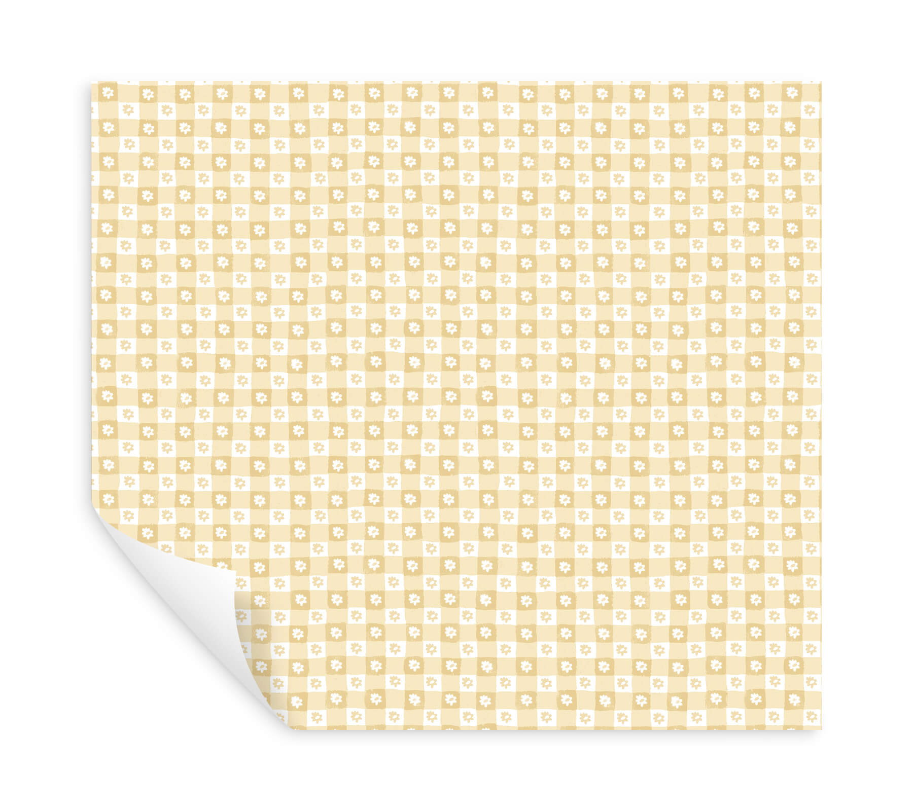 daisy-gingham-yellow-floral-check-premium-peel-stick-wallpaper-york-wallcoverings-psw1692rl - York Wallpaper Wallpaper