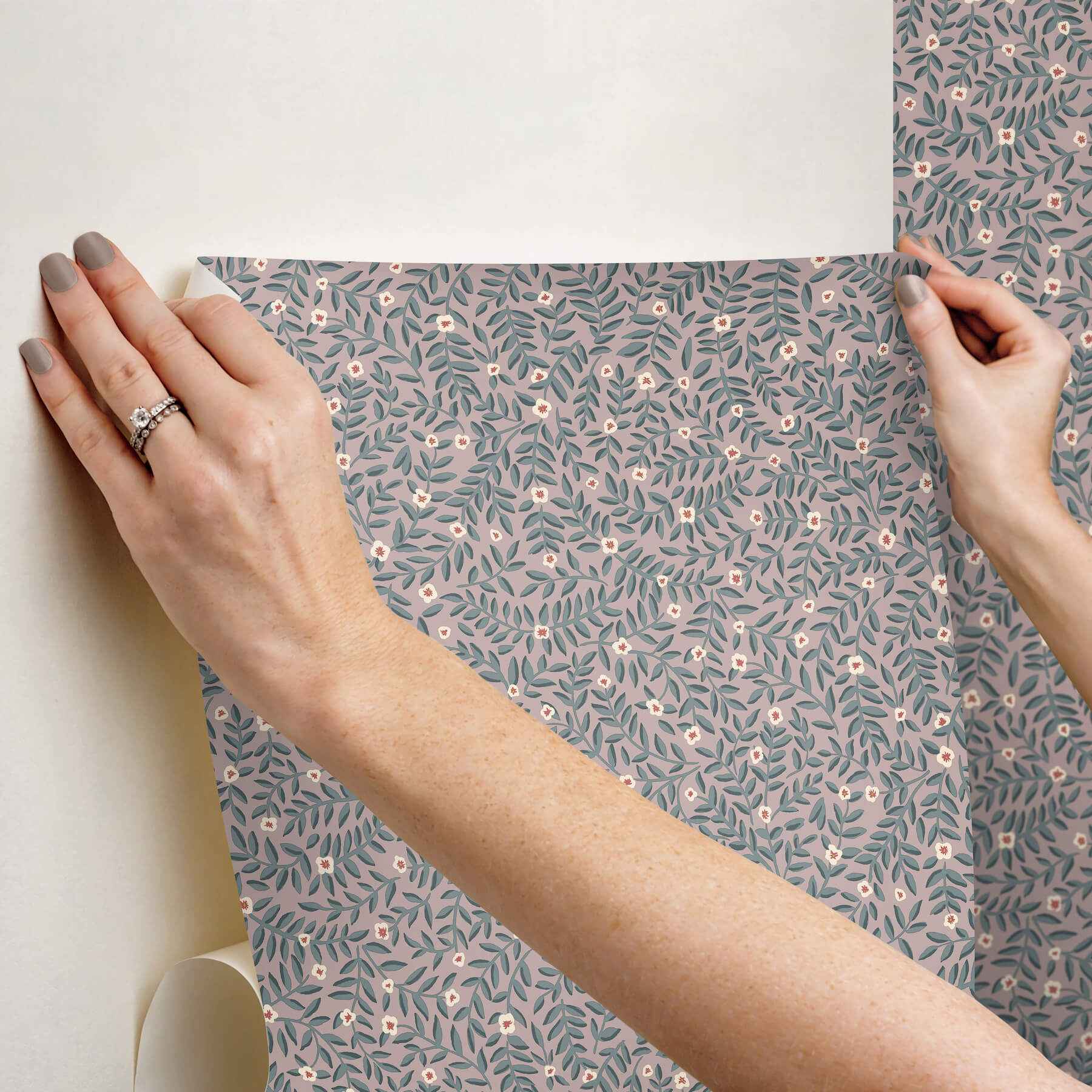Elodie Lavender Petite Floral Premium Peel + Stick Wallpaper - York Wallcoverings - PSW1693RL - York Wallcoverings Wallpaper