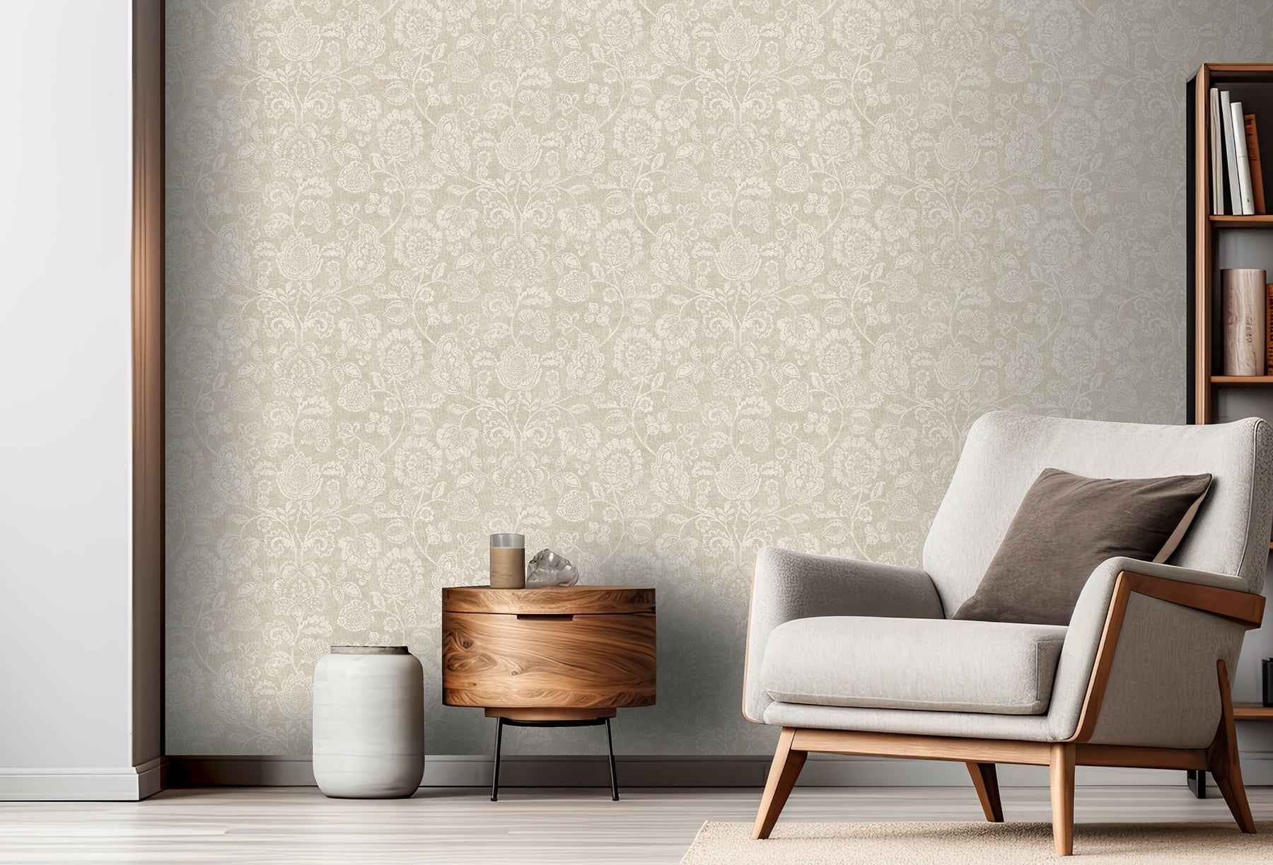 Verity Neutral Jacobean Trail Wallpaper - York Wallcoverings - AH100194AH - York Wallcoverings Wallpaper