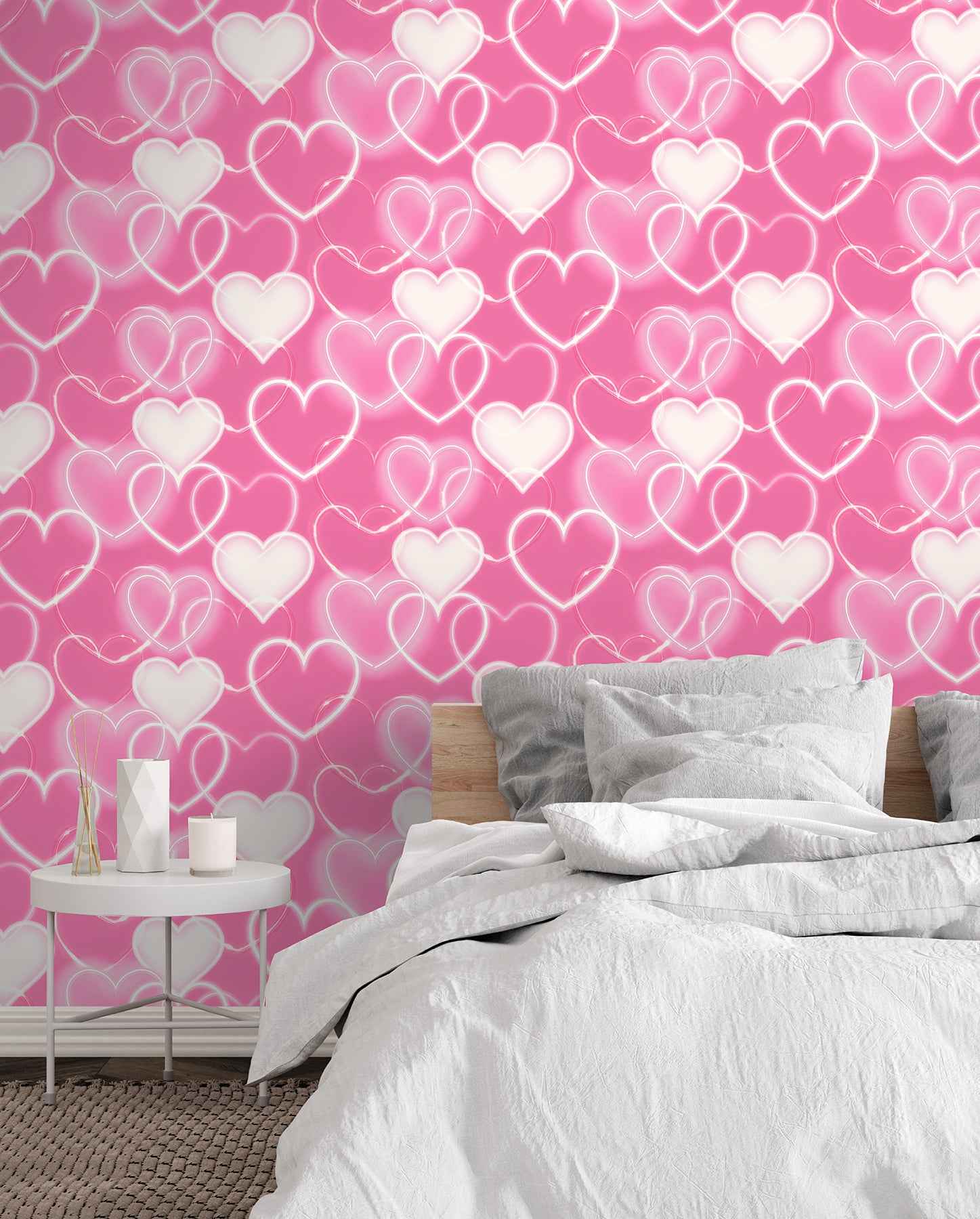 Effie Pink Neon Heart Wallpaper - York Wallcoverings - AH100222AH - York Wallcoverings Wallpaper
