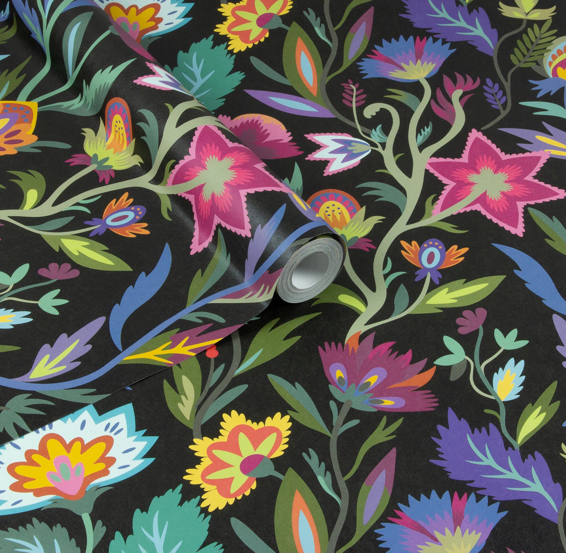 mallory-black-vivid-floral-wallpaper-york-wallcoverings-ah100380ah - York Wallcoverings Wallpaper