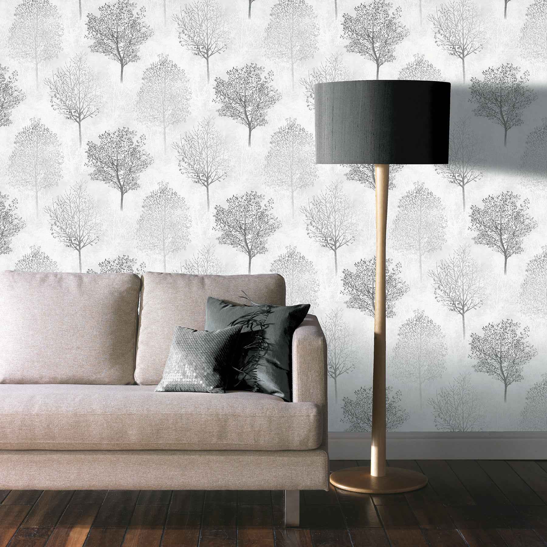 Agatha Black Trees Wallpaper - York Wallcoverings - AH256701 - York Wallcoverings Wallpaper