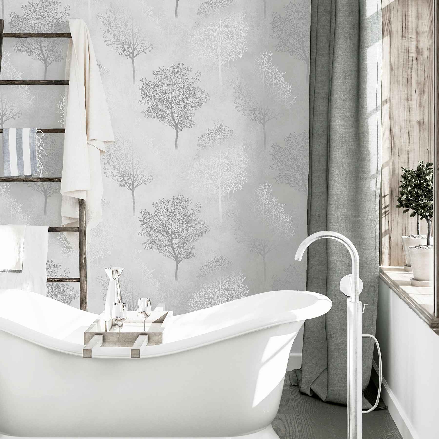Agatha Black Trees Wallpaper - York Wallcoverings - AH256701 - York Wallcoverings Wallpaper