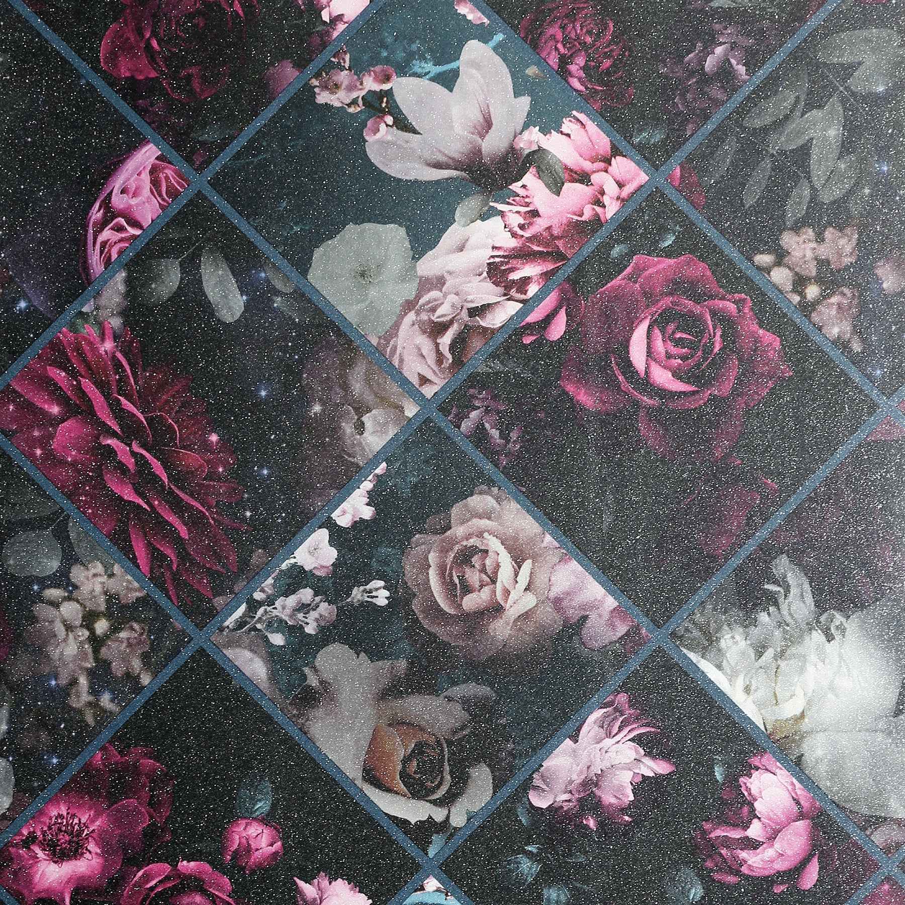 Gianna Purple Floral Squares Wallpaper - York Wallcoverings - AH297100