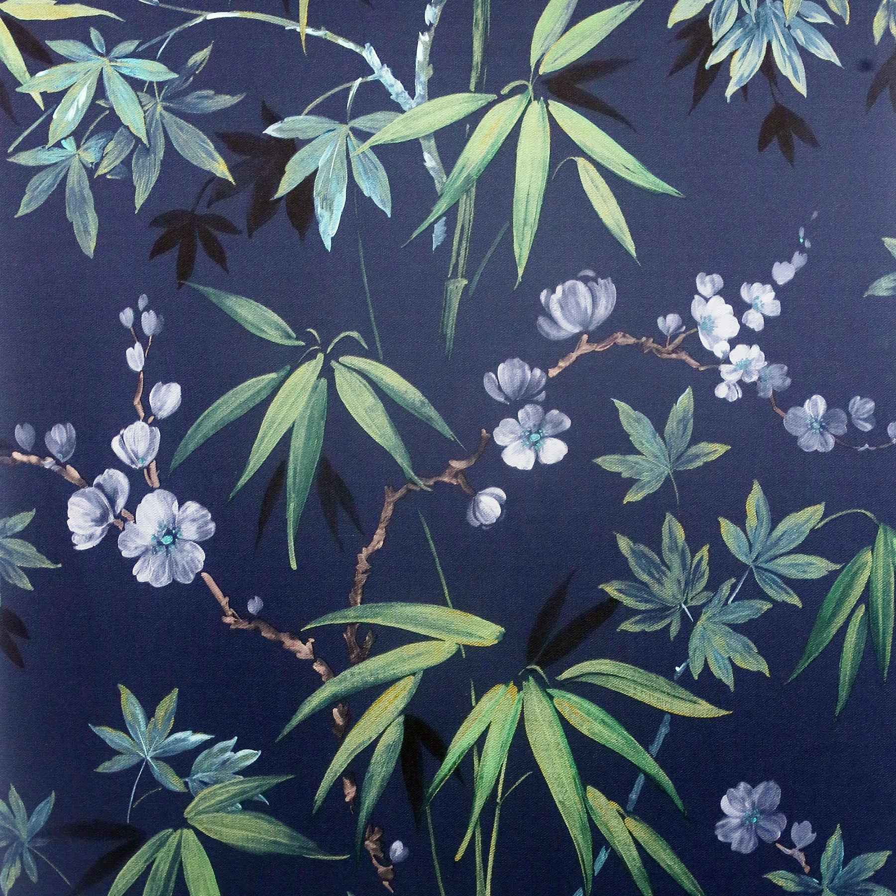 Desi Navy Jasmine Garden Wallpaper - York Wallcoverings - AH297800 - York Wallcoverings Wallpaper