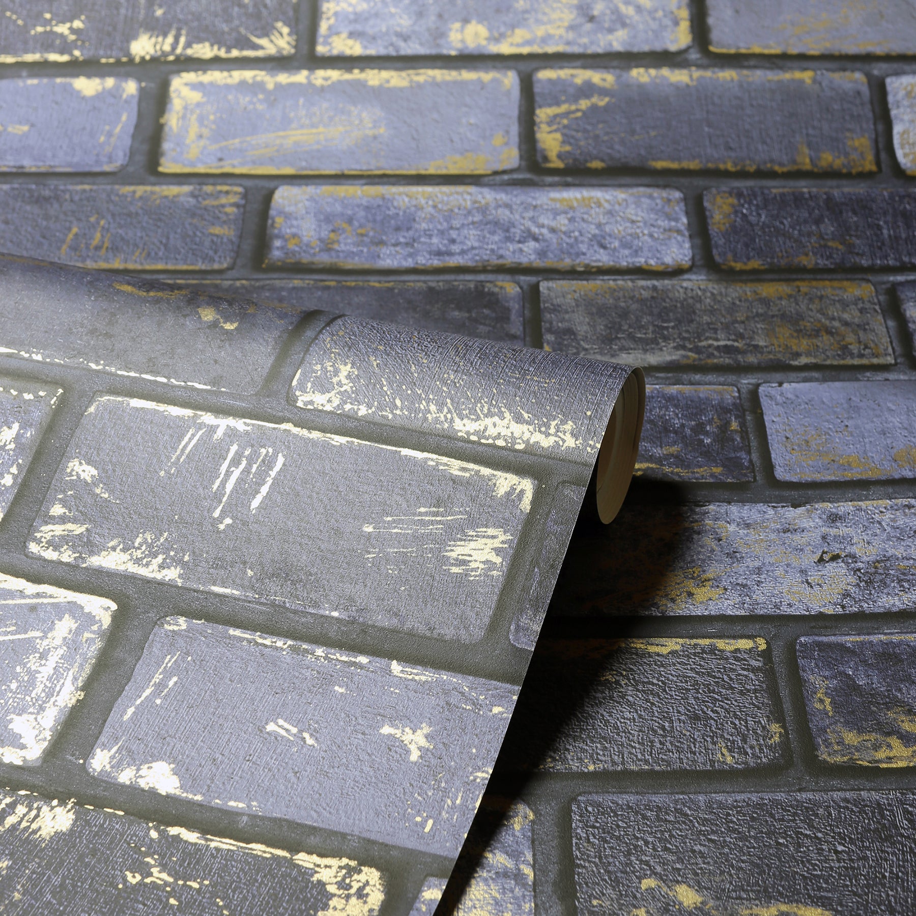 myron-charcoal-metallic-brick-wallpaper-york-wallcoverings-ah692200 - York Wallcoverings Wallpaper