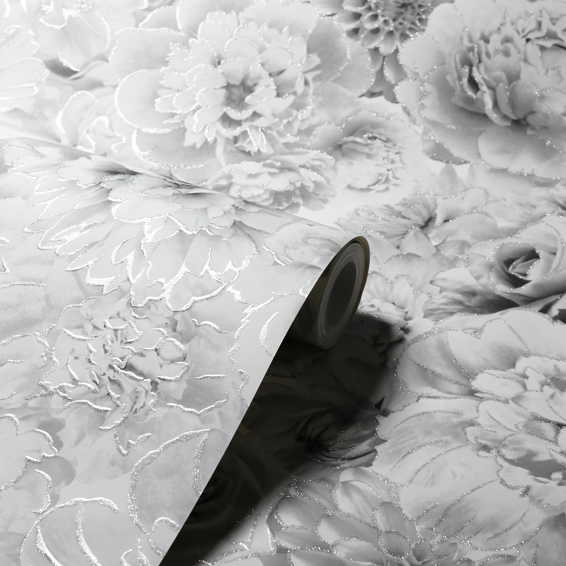 clarissa-grey-glitter-bloom-wallpaper-york-wallcoverings-ah692803 - York Wallcoverings Wallpaper