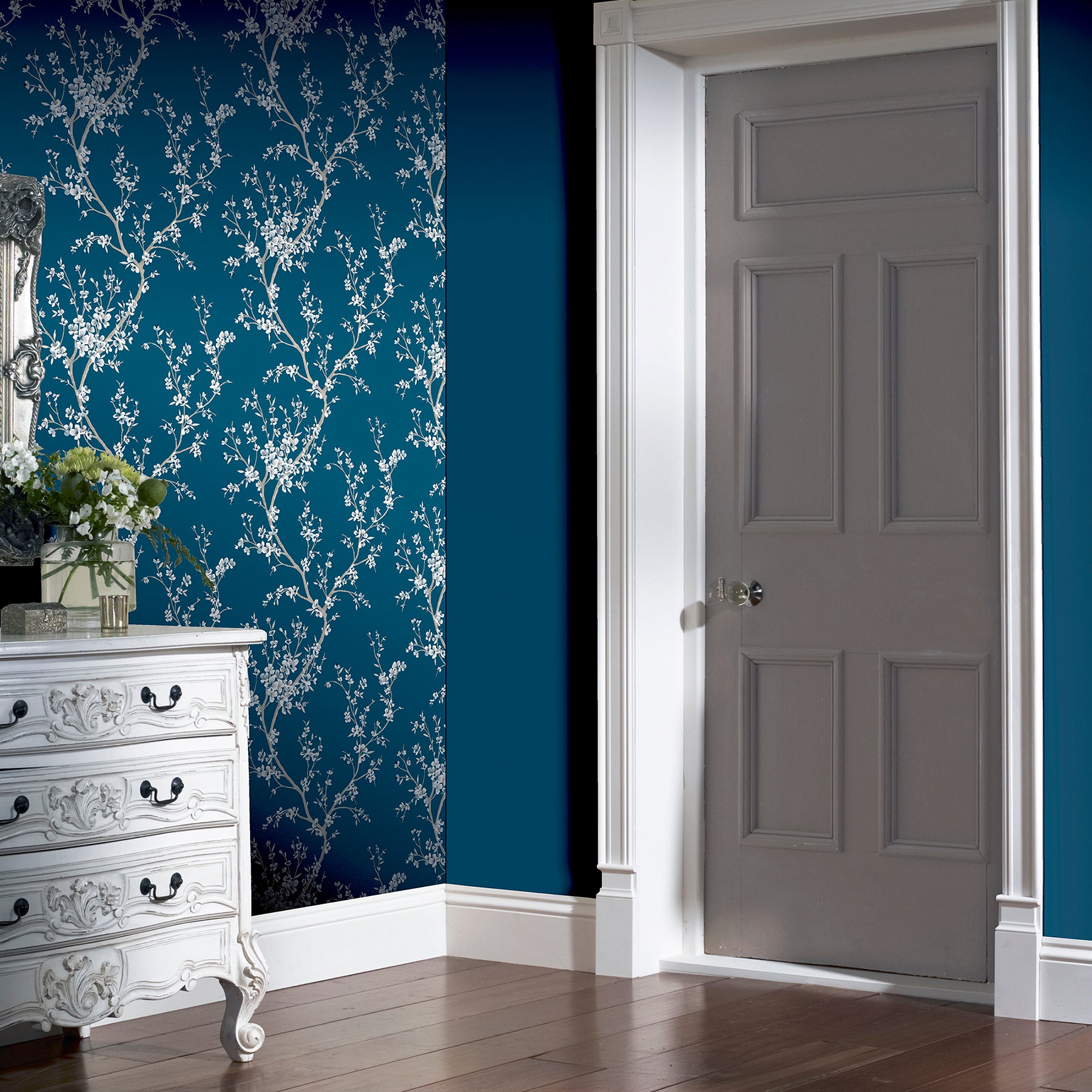 kaia-blue-flowering-tree-wallpaper-york-wallcoverings-ah692805 - York Wallcoverings Wallpaper
