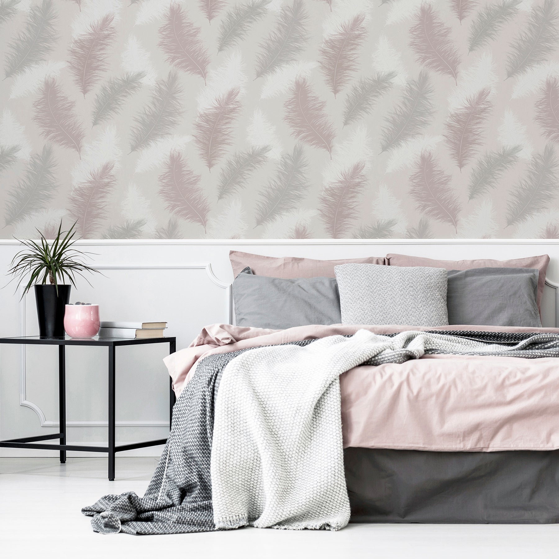 Sussurro Pink Feathers Wallpaper - York Wallcoverings - AH901706 - York Wallcoverings Wallpaper