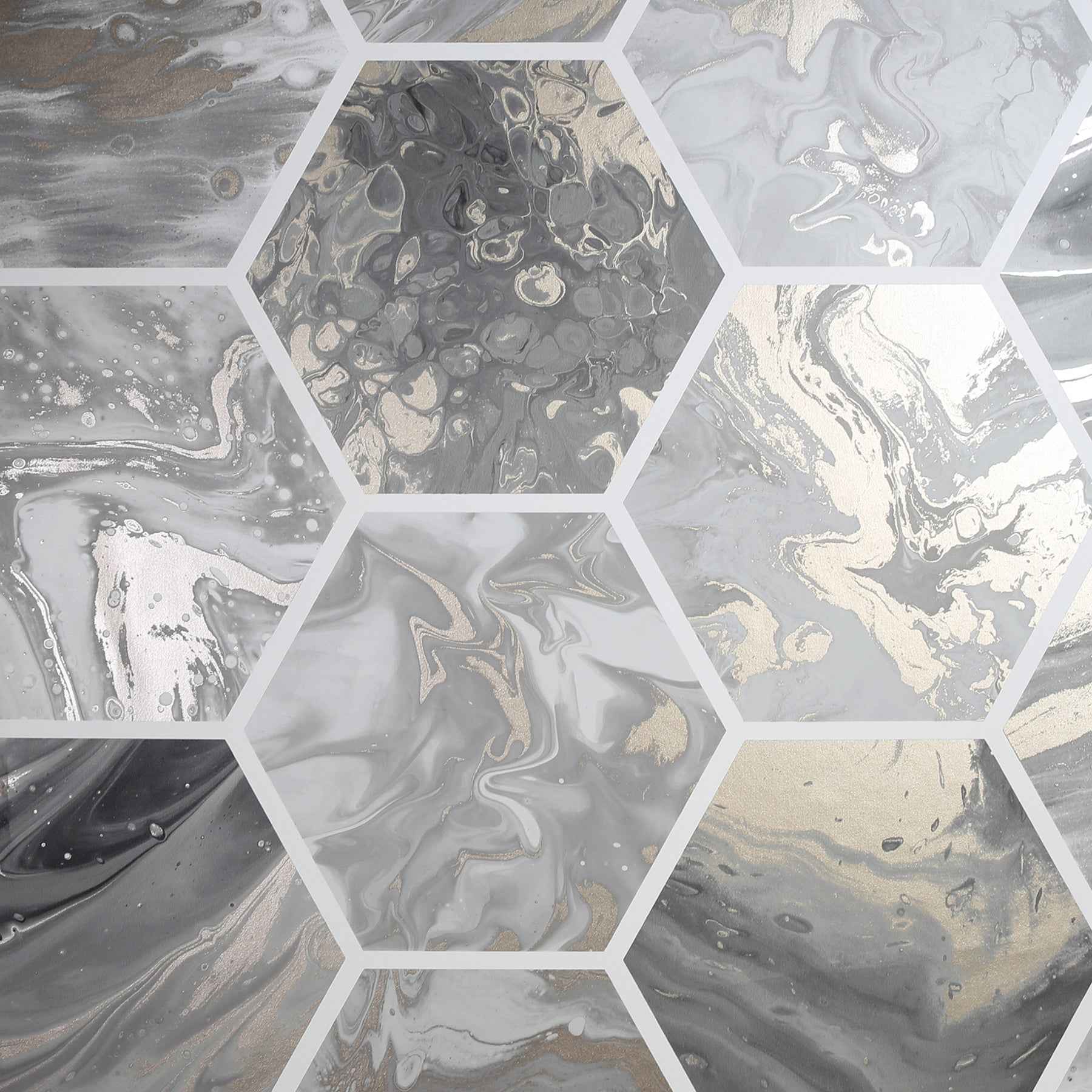 Marlon Charcoal Hexagon Tiles Wallpaper - York Wallcoverings - AH908502