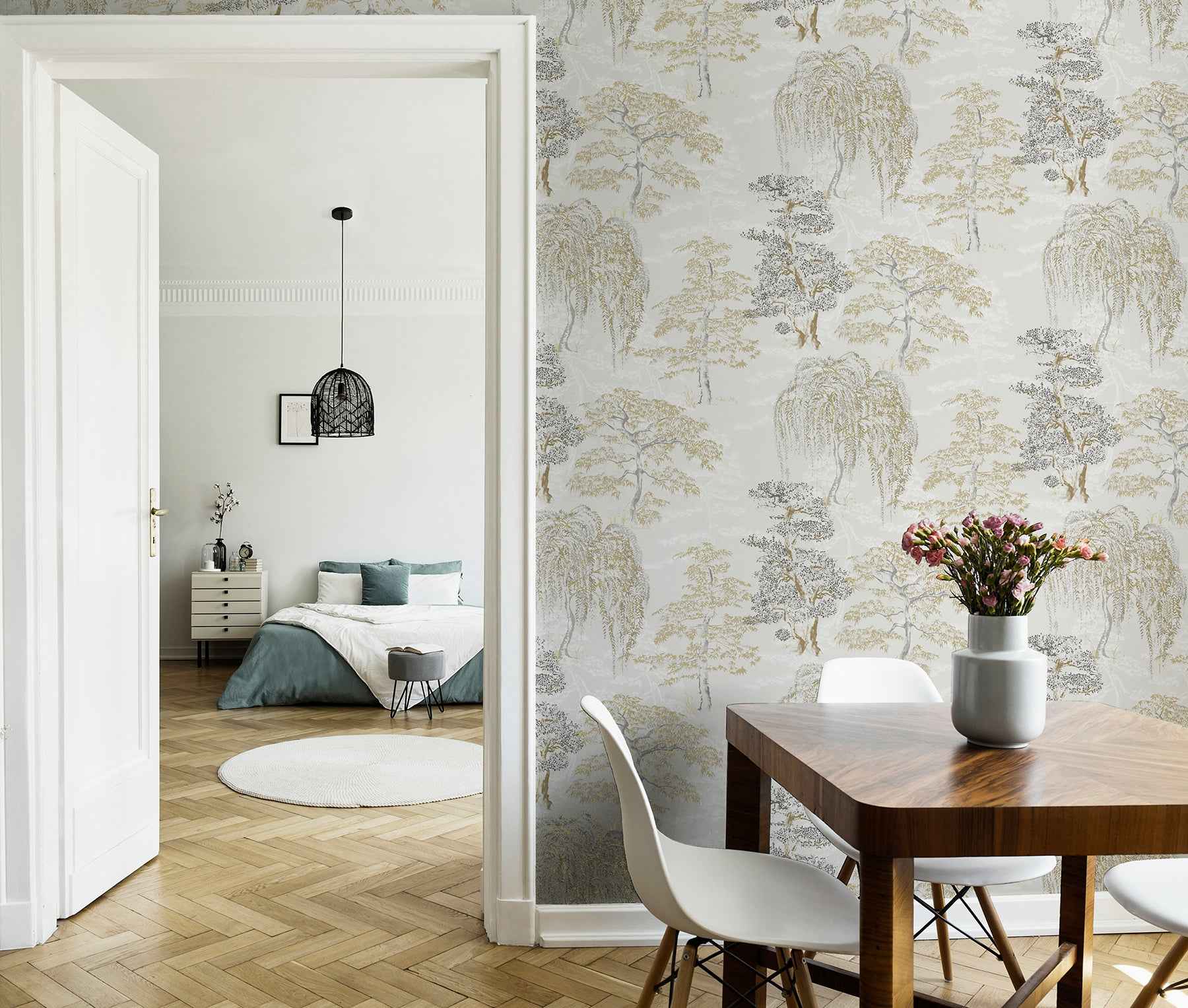 Midori Neutral Trees Wallpaper - York Wallcoverings - AH909605 - York Wallcoverings Wallpaper