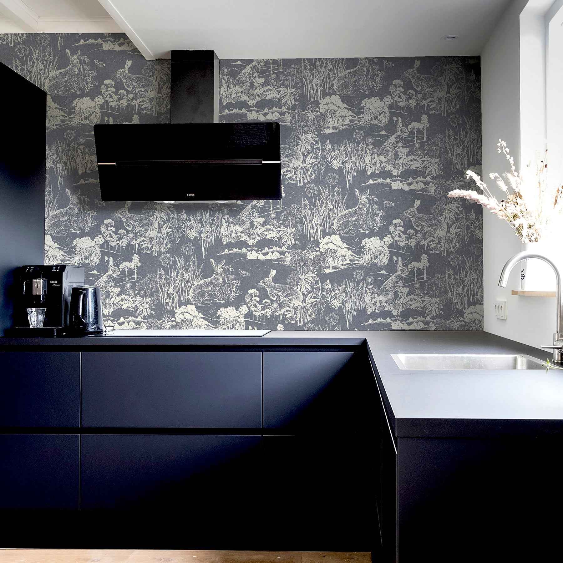 Hattie Navy Meadow Hare Wallpaper - York Wallcoverings - AH909606 - York Wallcoverings Wallpaper