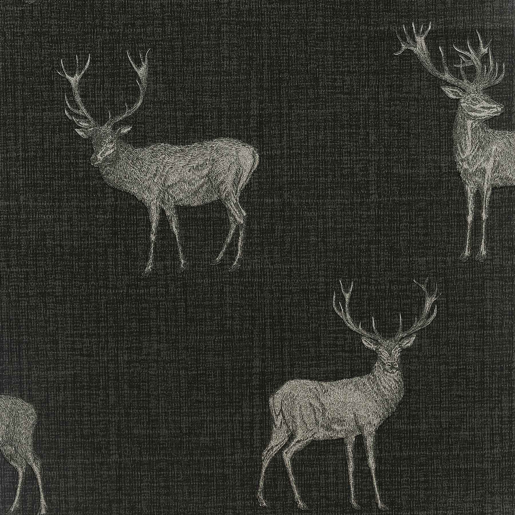 Hank Charcoal Stag Wallpaper - York Wallcoverings - AH909607