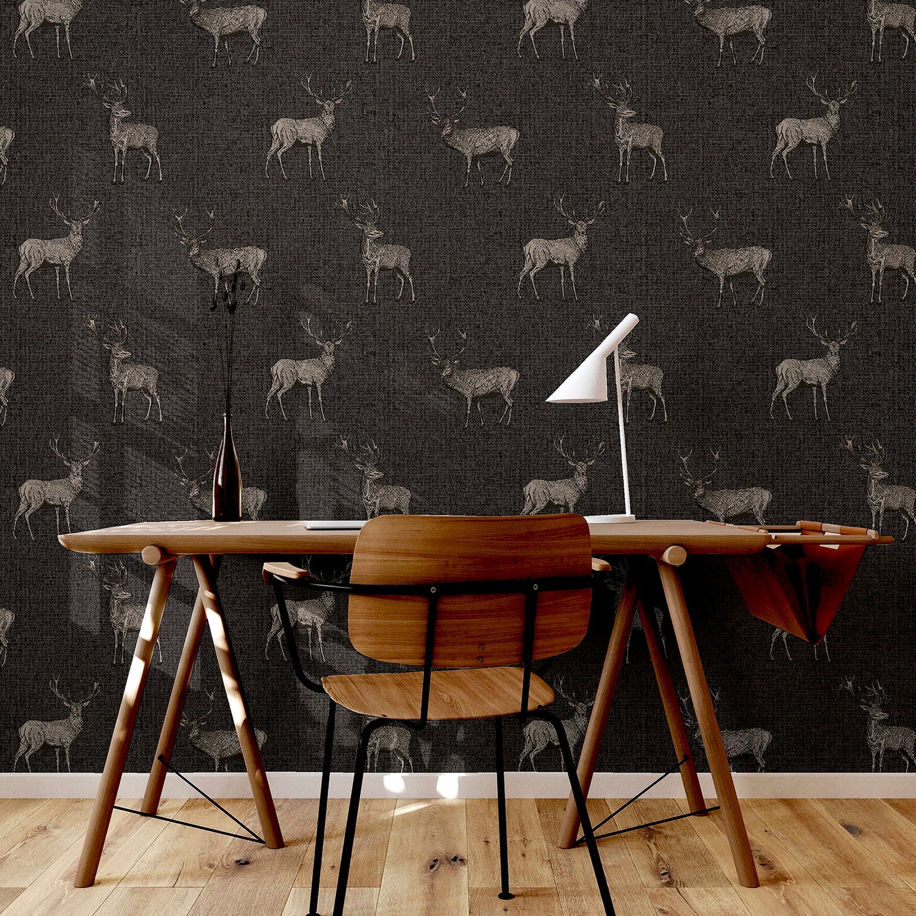 hank-charcoal-stag-wallpaper-york-wallcoverings-ah909607 - York Wallcoverings Wallpaper