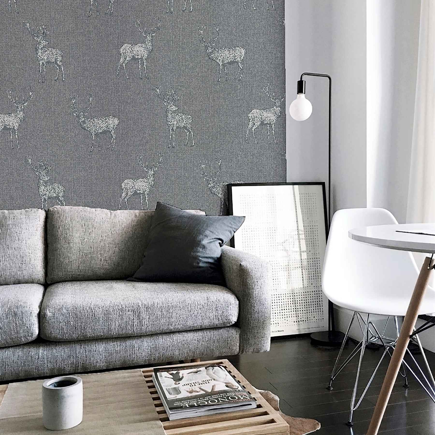 Hank Grey Stag Wallpaper - York Wallcoverings - AH909608 - York Wallcoverings Wallpaper