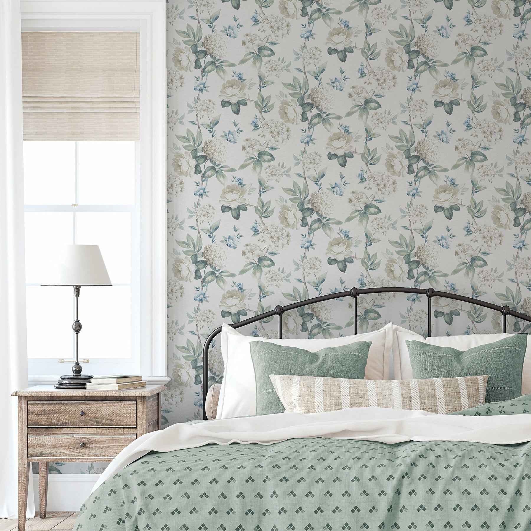 Atley Light Green Floral Wallpaper - York Wallcoverings - AH923802 - York Wallcoverings Wallpaper