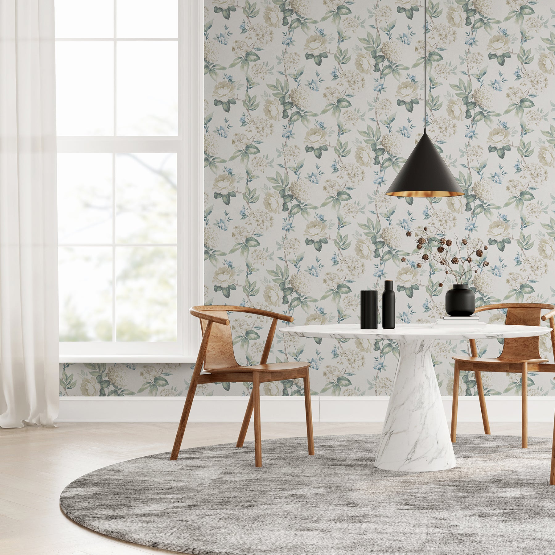atley-light-green-floral-wallpaper-york-wallcoverings-ah923802 - York Wallcoverings Wallpaper