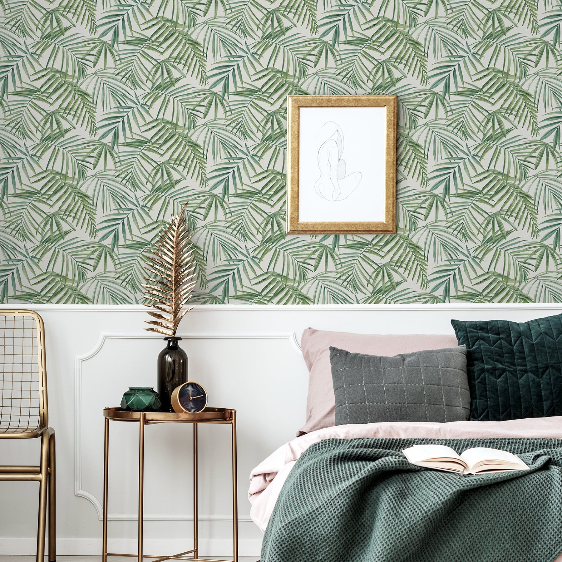 juan-green-palm-leaves-wallpaper-york-wallcoverings-ah923909 - York Wallcoverings Wallpaper