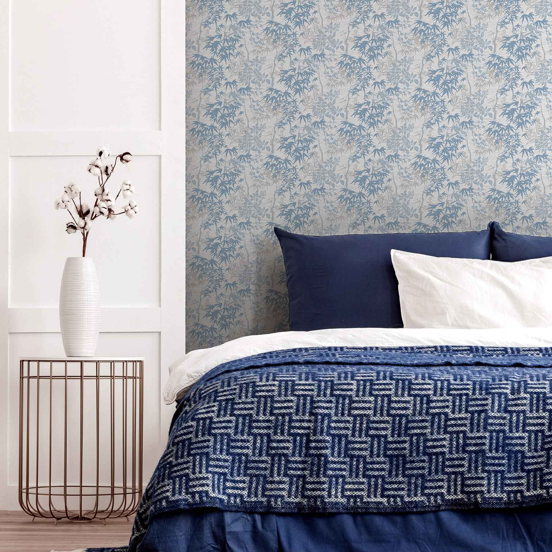Elinore Blue Bamboo Trail Wallpaper - York Wallcoverings - AH924407 - York Wallcoverings Wallpaper