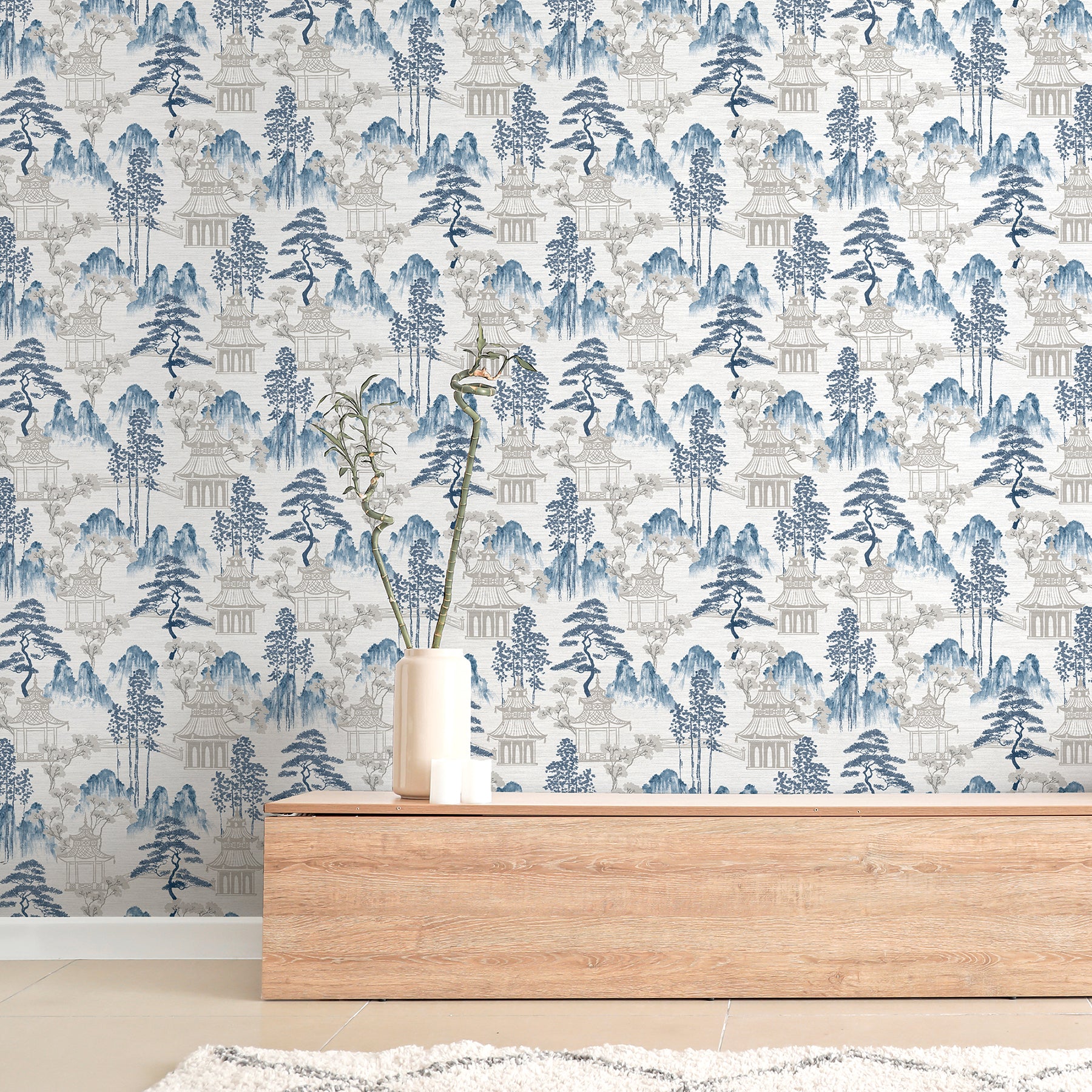 akio-blue-pagoda-wallpaper-york-wallcoverings-ah924803 - York Wallcoverings Wallpaper