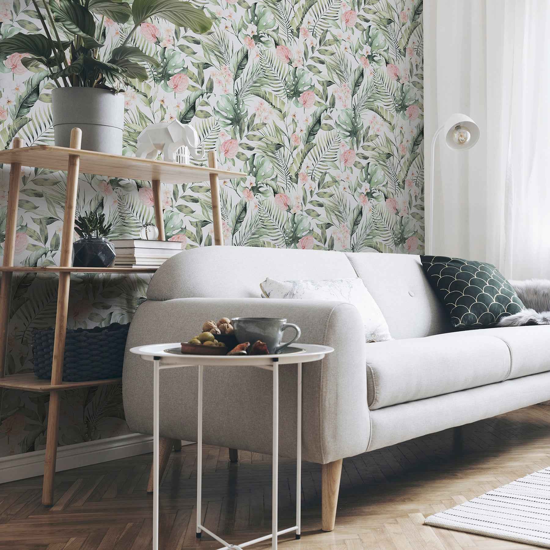 Harrietta Green Tropical Floral Wallpaper - York Wallcoverings - AH924906 - York Wallcoverings Wallpaper