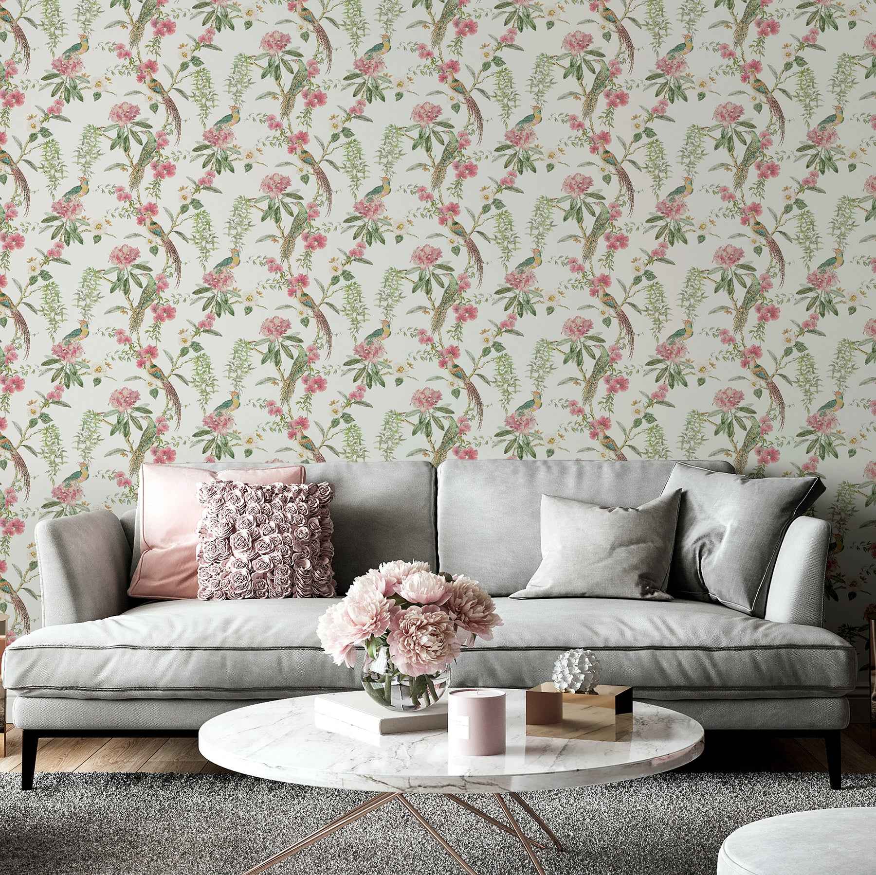 Celine Pink Courtyard Garden Wallpaper - York Wallcoverings - AH924907 - York Wallcoverings Wallpaper